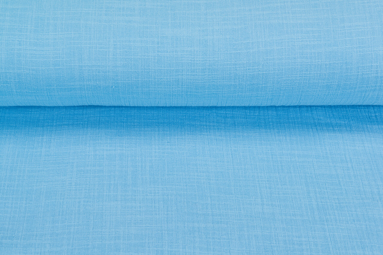 Baumwoll Musselin leinen look hellblau