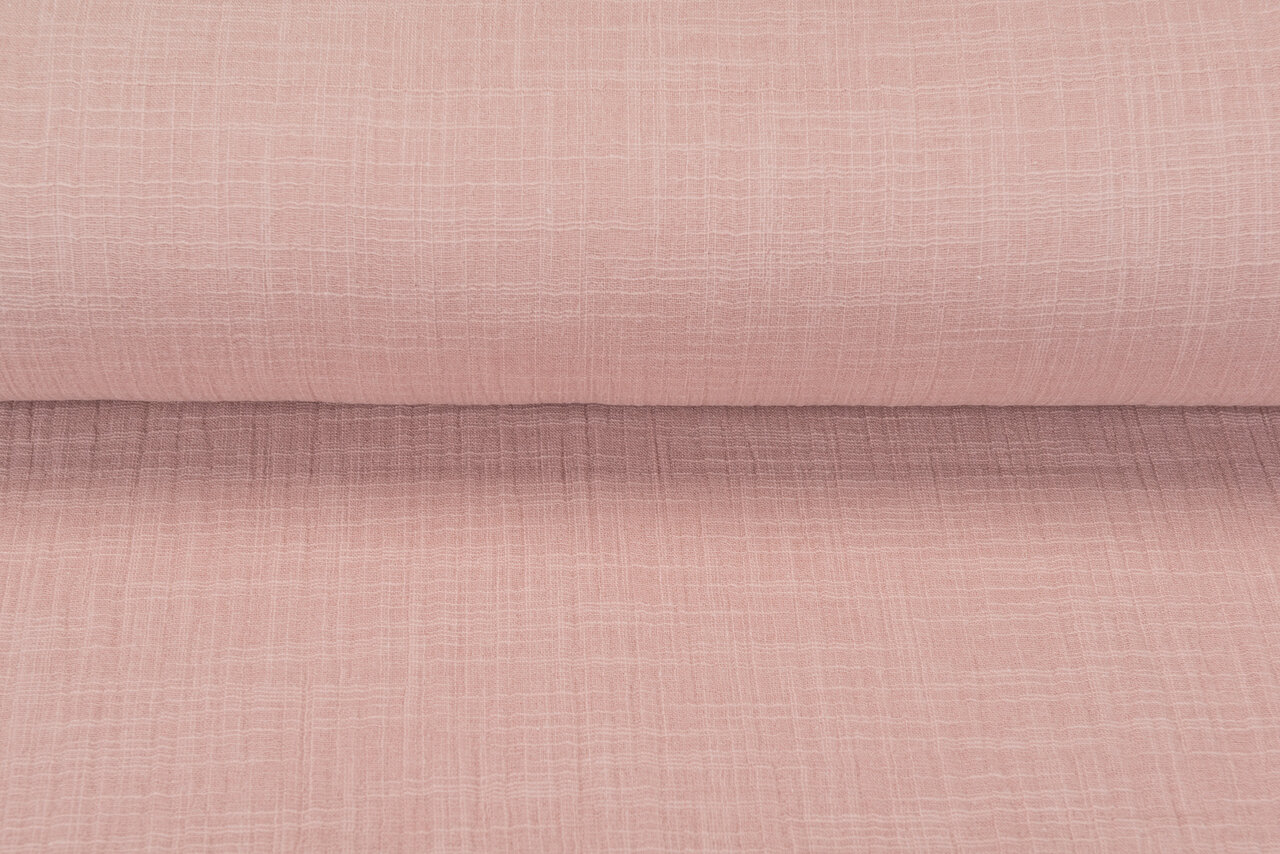 Katoenen Mousseline linnen look oud roze