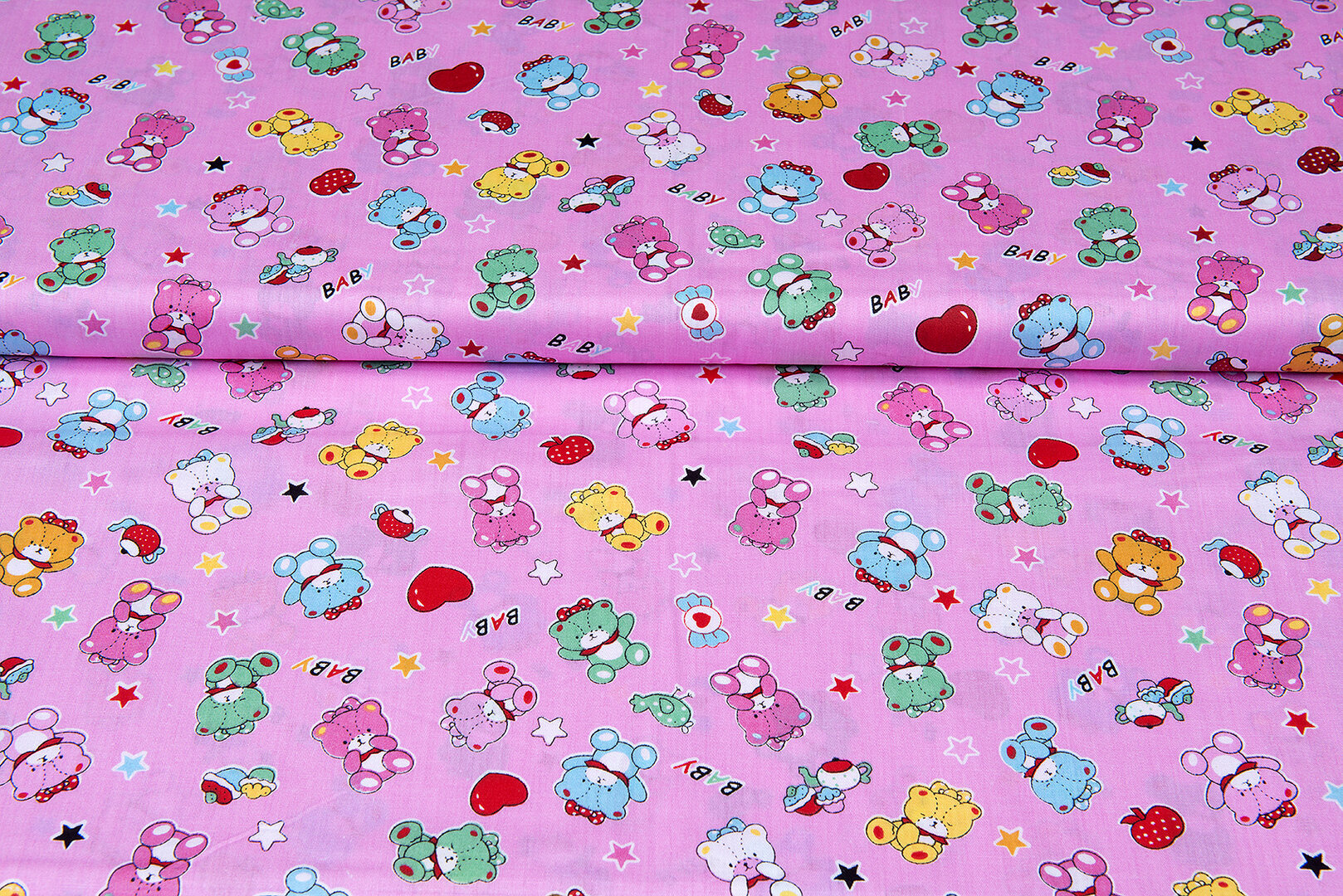 Baumwoll Popeline Bedruckt baby bears rosa