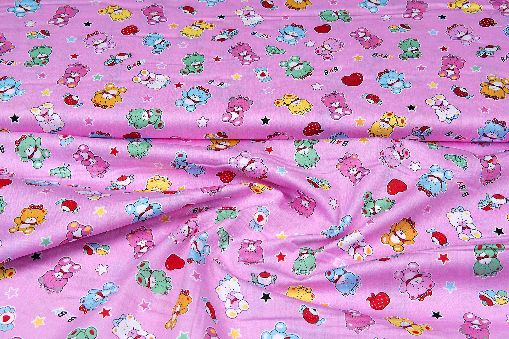 Baumwoll Popeline Bedruckt baby bears rosa