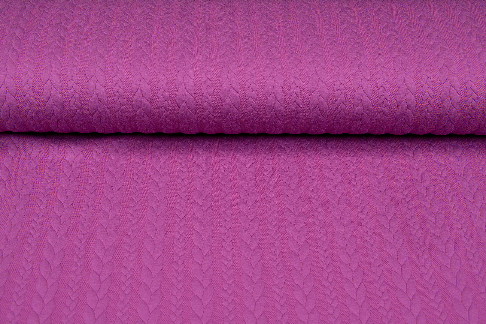 Gebreide kabel jacquard stof fuchsia