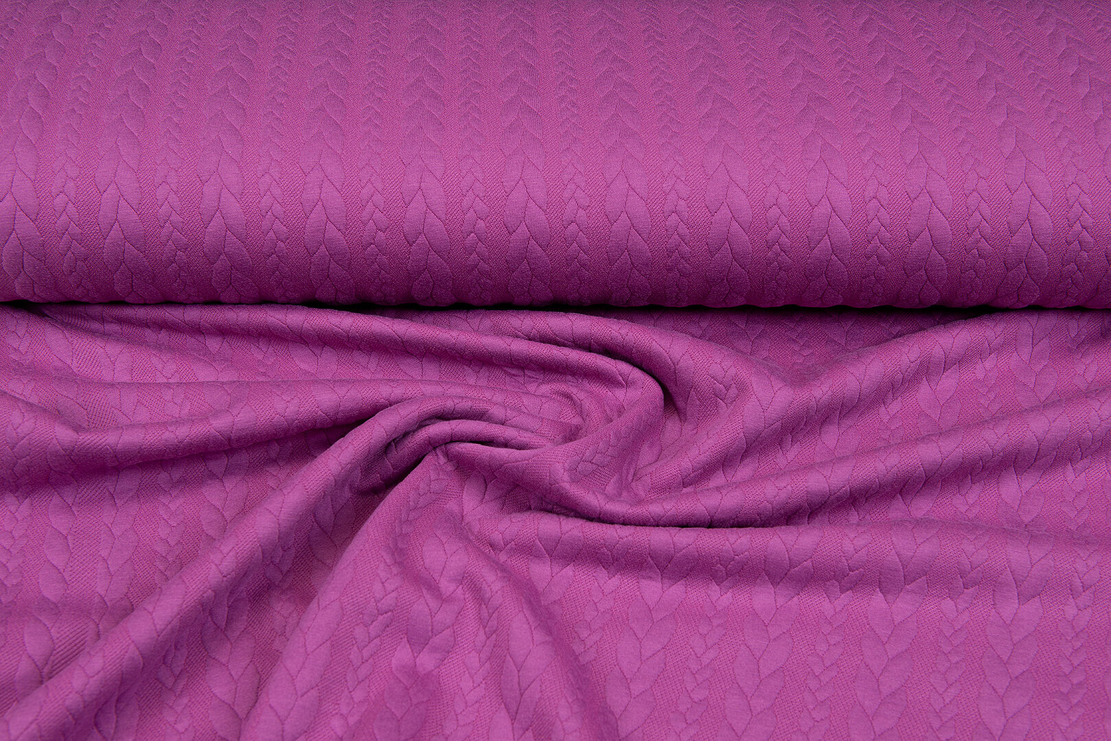 Gebreide kabel jacquard stof fuchsia