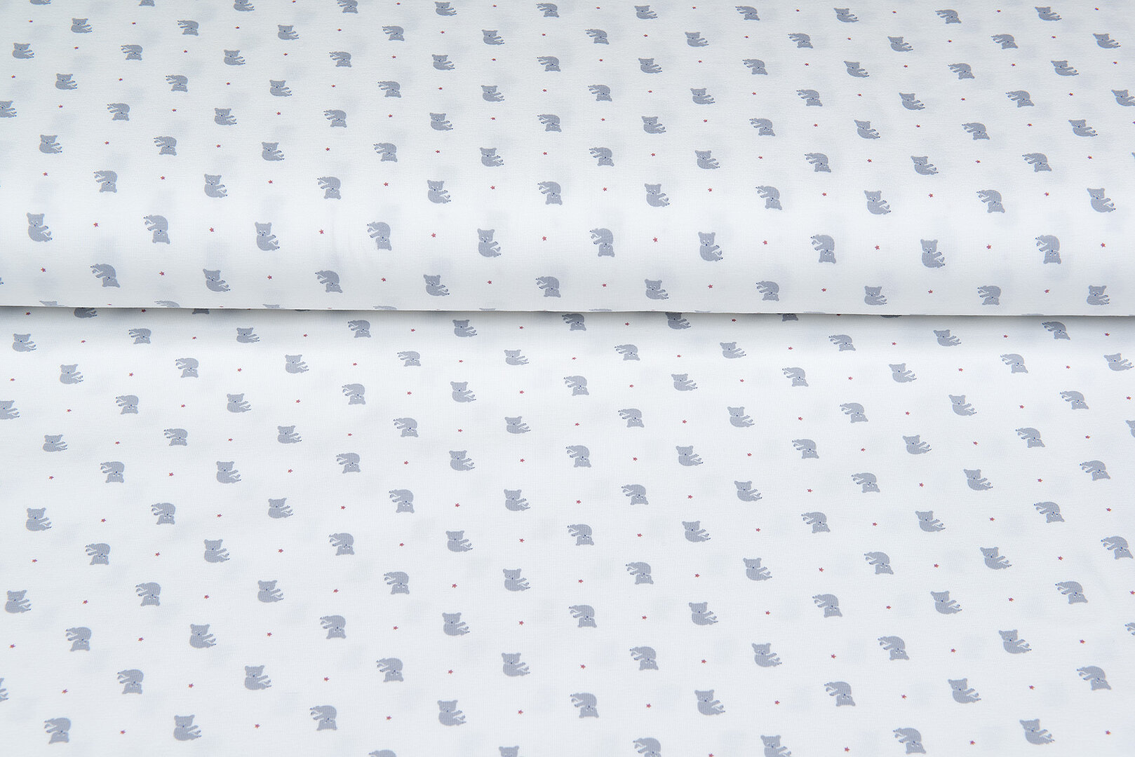 Katoenen Tricot bedrukt mini koala ecru - oudroze