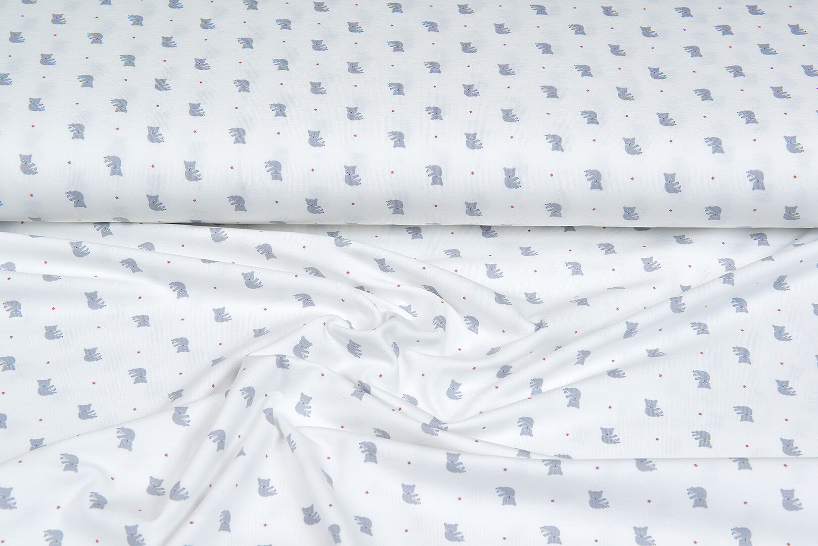 Katoenen Tricot bedrukt mini koala ecru - oudroze