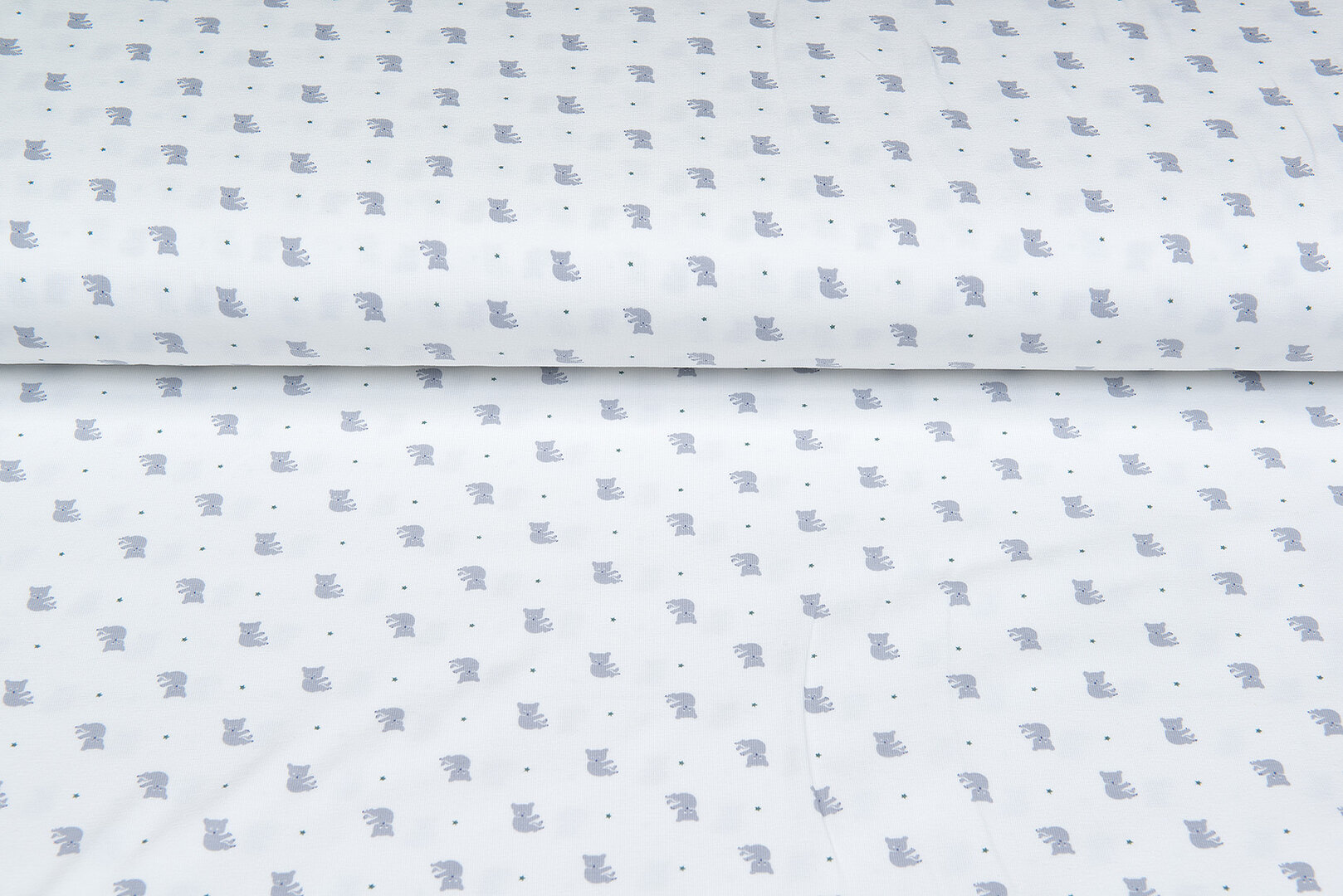 Katoenen Tricot bedrukt mini koala ecru - oudgroen