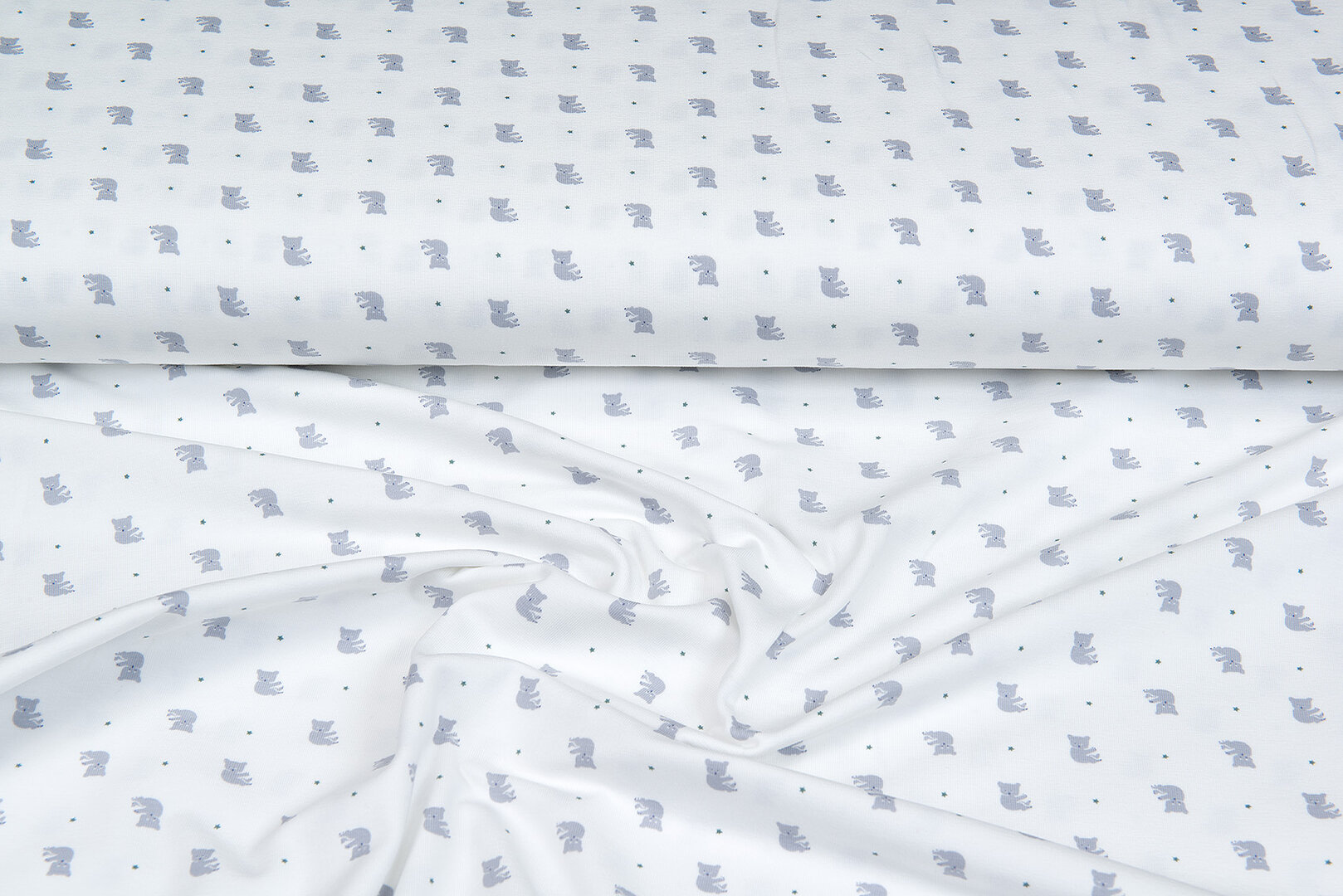 Katoenen Tricot bedrukt mini koala ecru - oudgroen