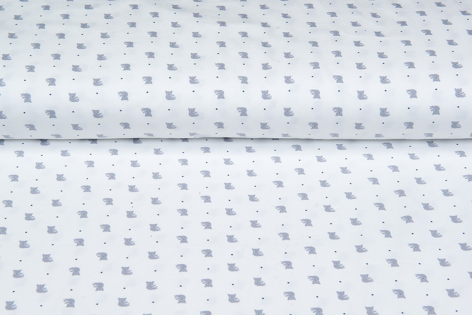 Katoenen Tricot bedrukt mini koala ecru - blauw