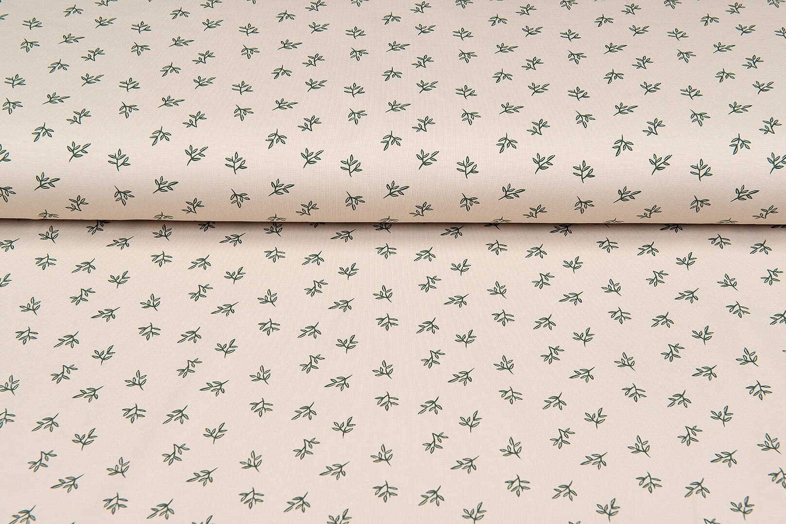 Katoenen Tricot bedrukt mini branches zand