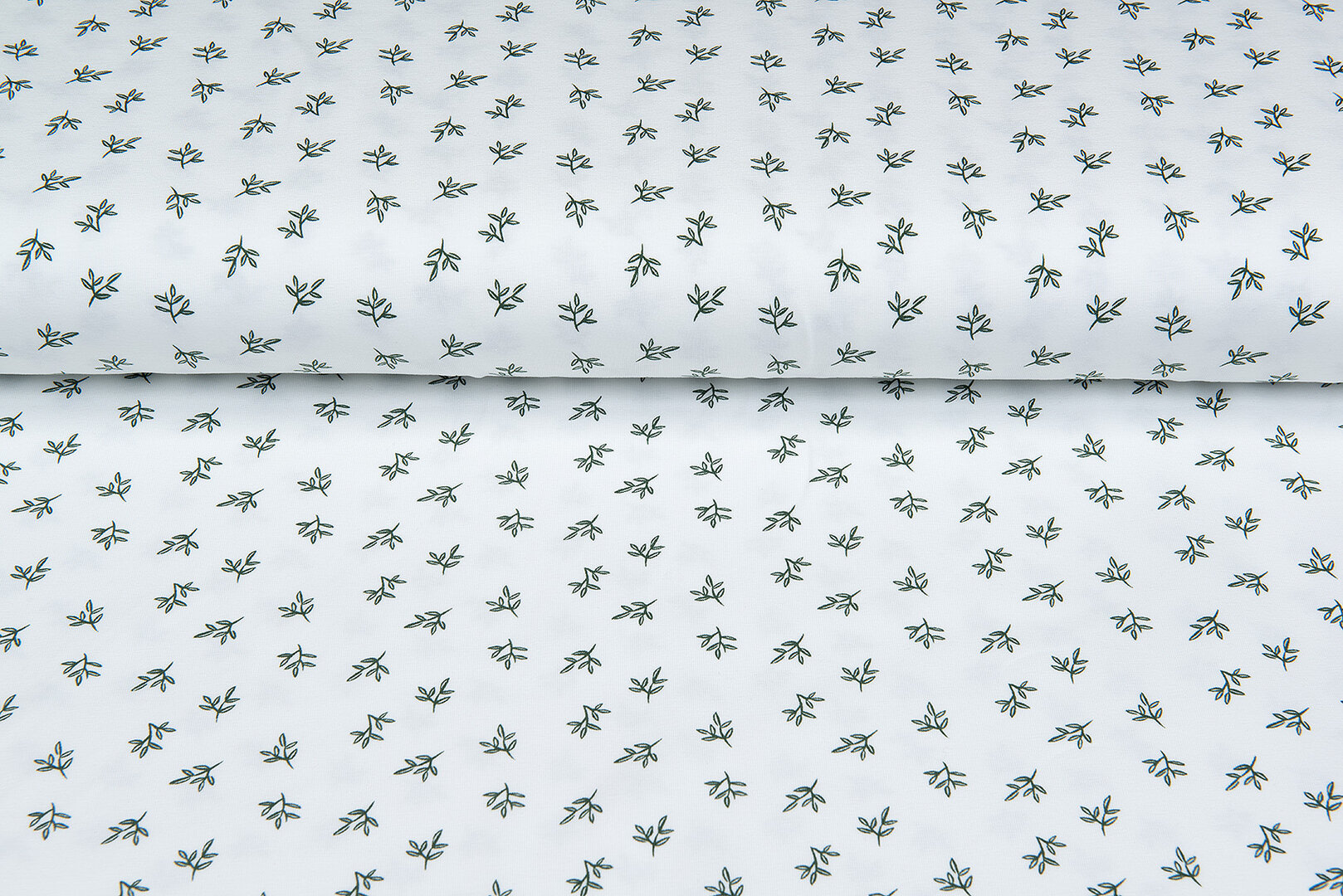 Katoenen Tricot bedrukt mini branches ecru - off-white