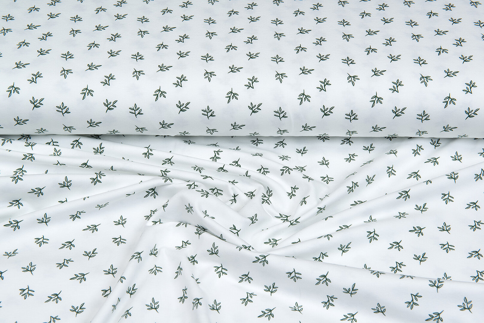 Katoenen Tricot bedrukt mini branches ecru - off-white