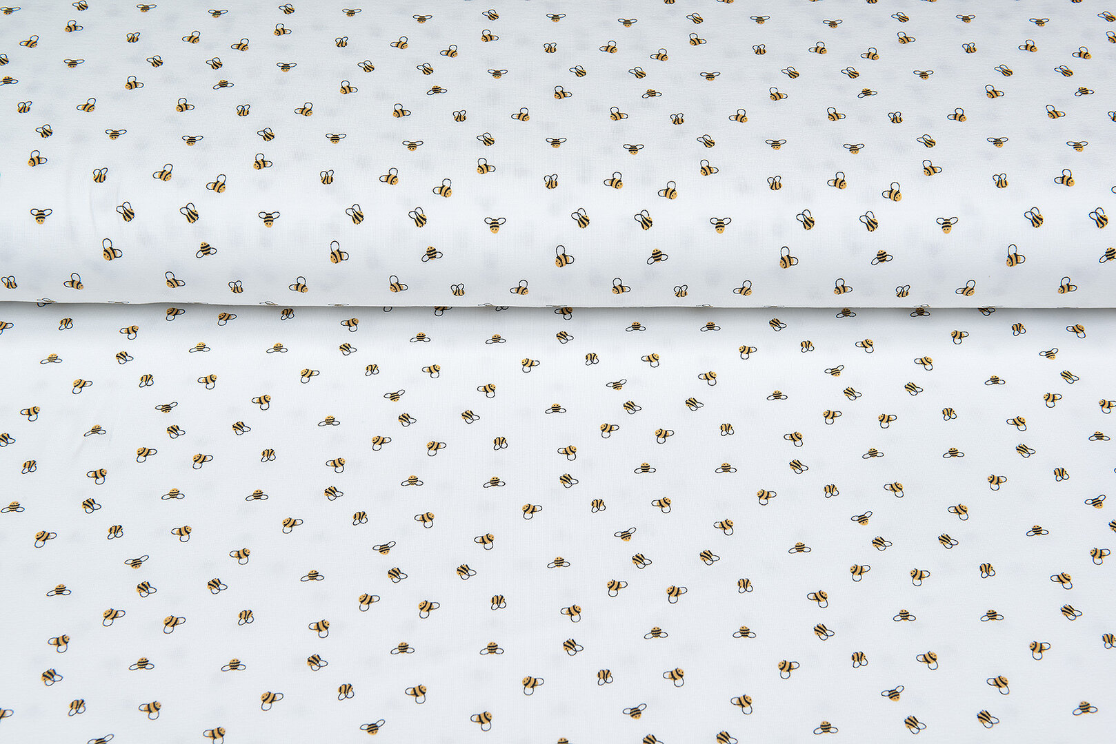 Katoenen Tricot bedrukt mini bee ecru - off-white