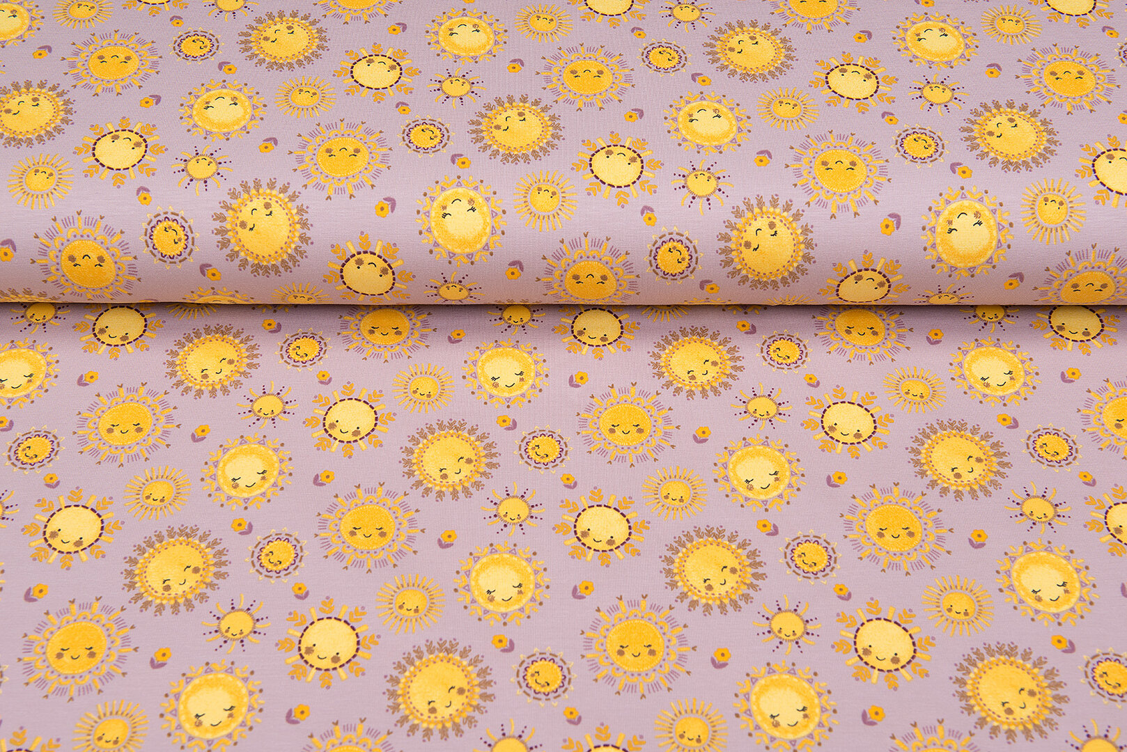 Katoenen Tricot bedrukt sunshine oudroze