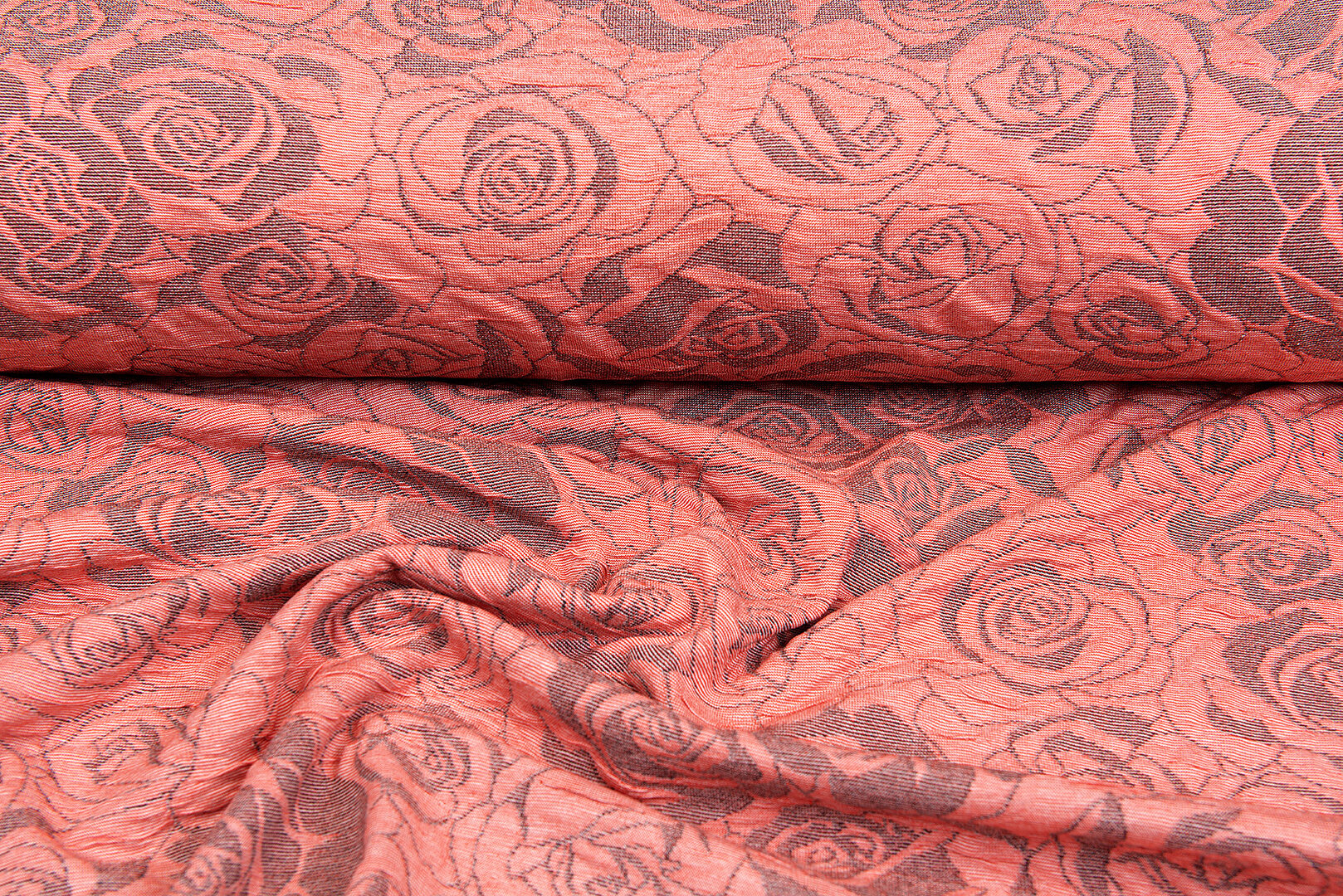 Gebreide Jacquard stof roses zalmroze