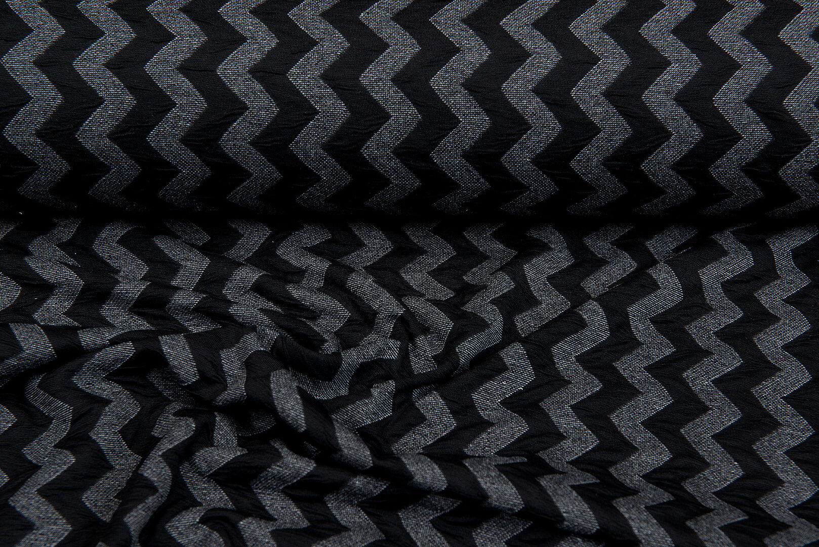 Gebreide Jacquard stof zigzag zwart-grijs