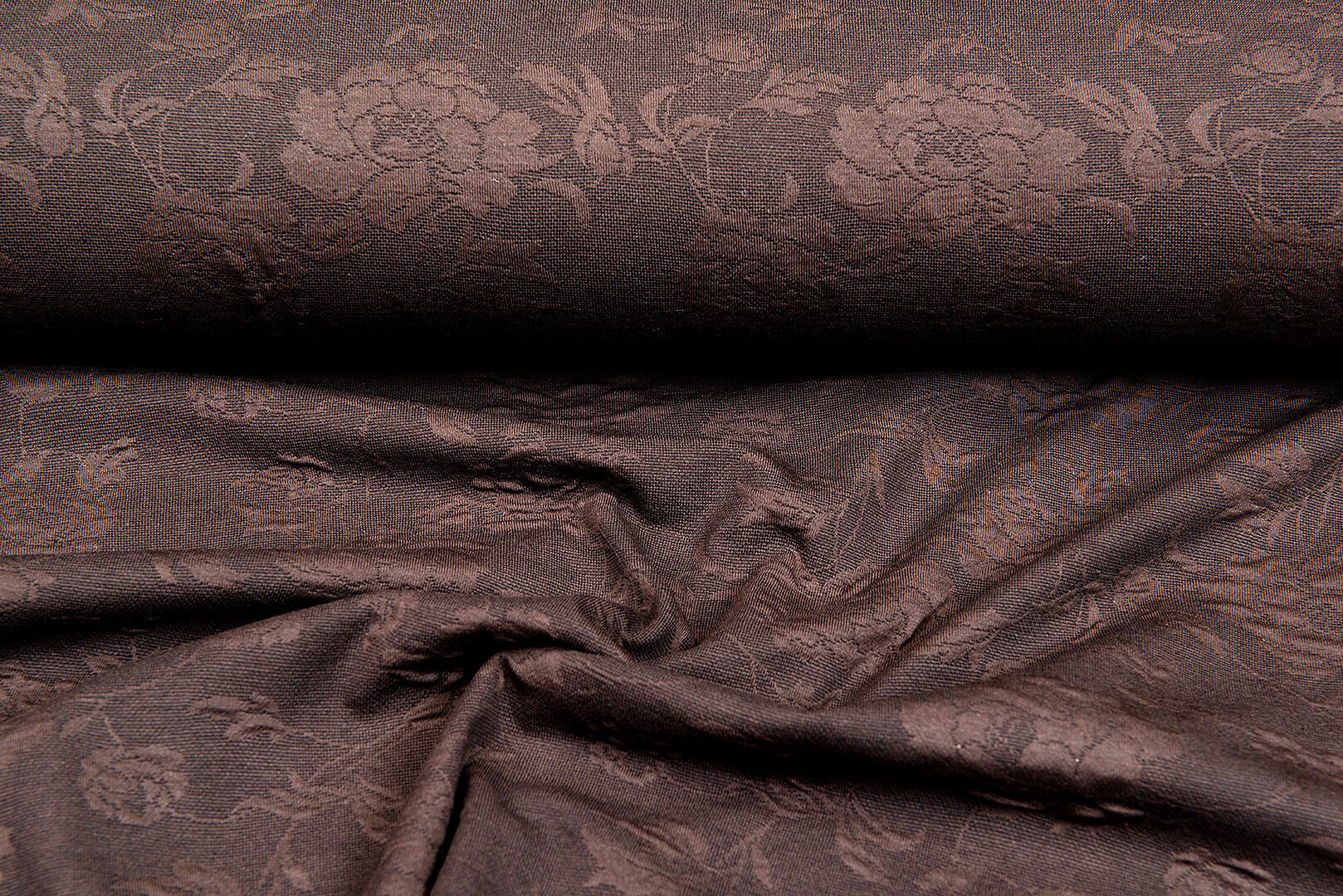 Gebreide Jacquard stof roses 2 bruin