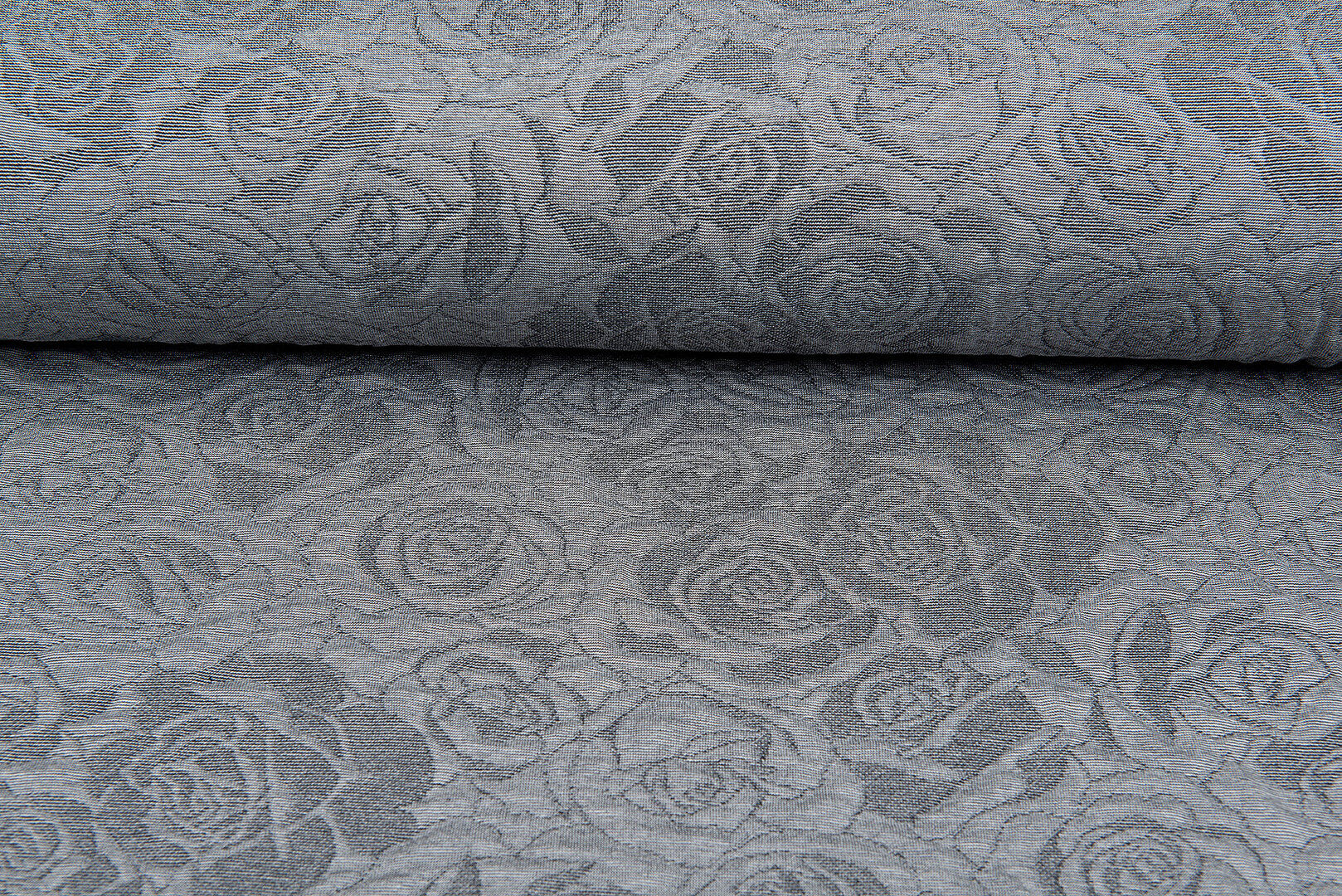 Gebreide Jacquard stof roses grijs
