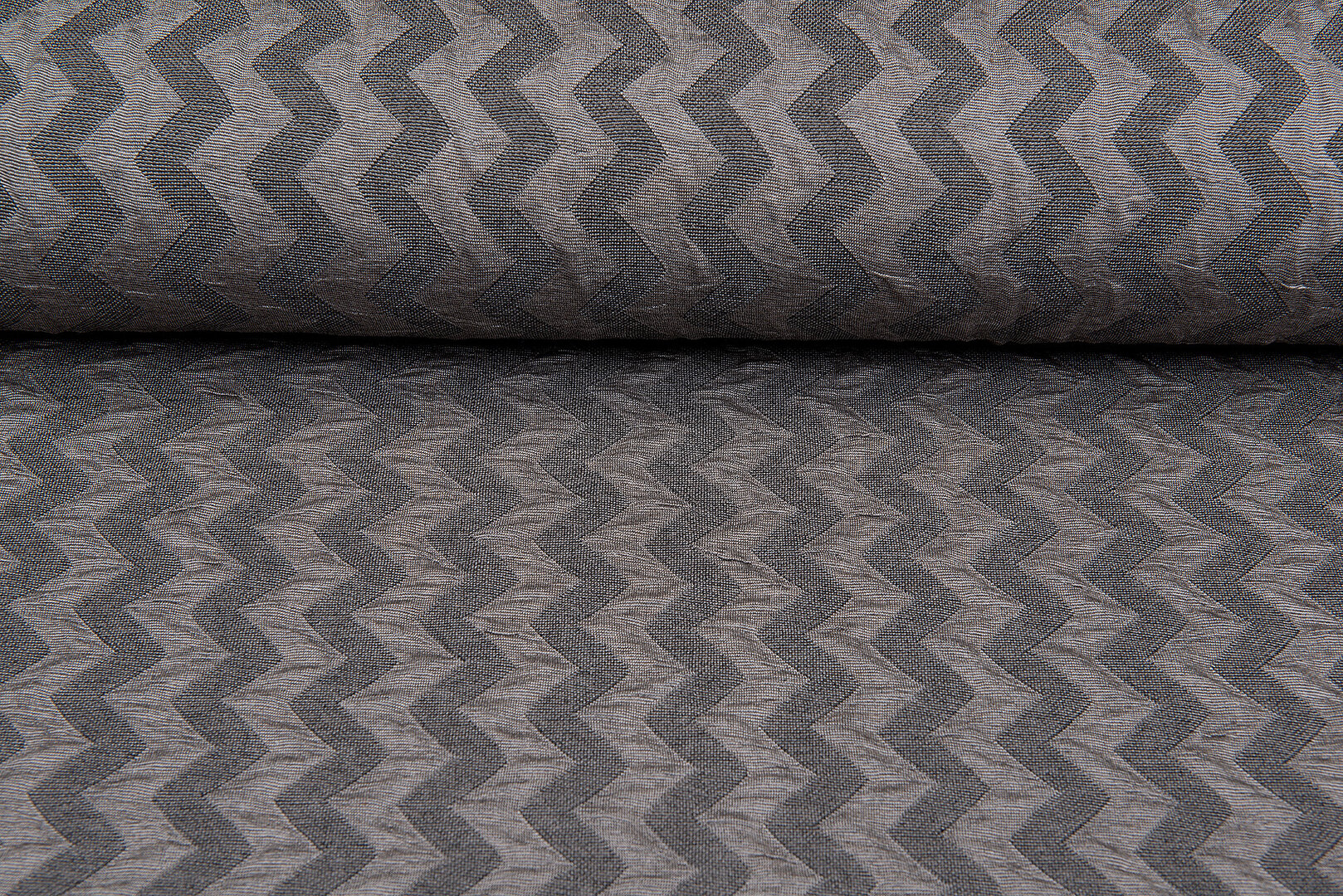 Gebreide Jacquard stof zigzag zilvergrijs-taupe
