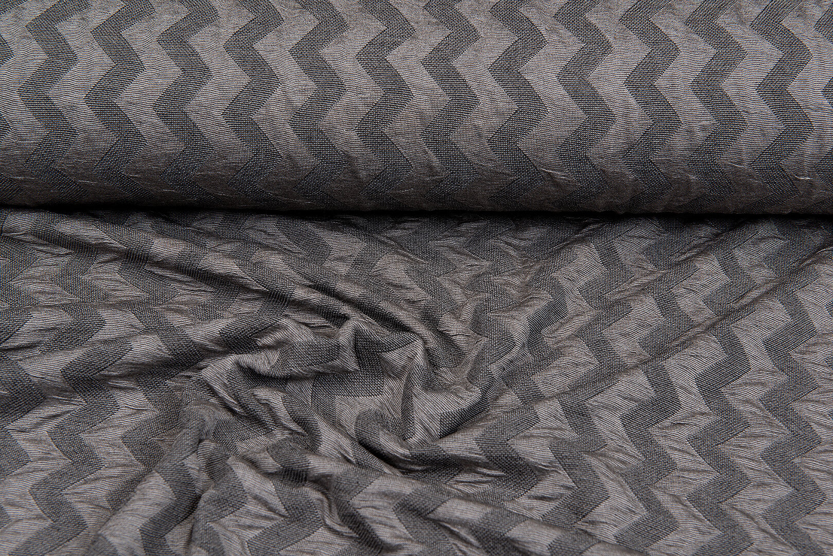 Gebreide Jacquard stof zigzag zilvergrijs-taupe