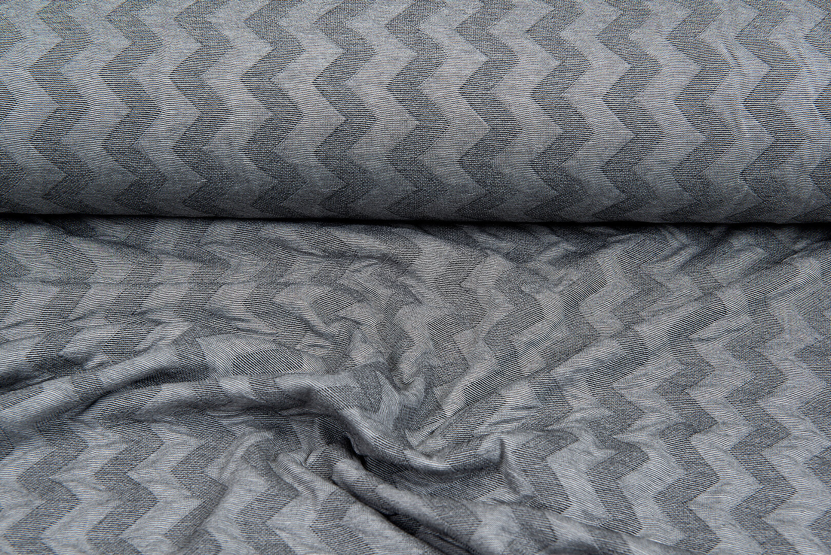 Gebreide Jacquard stof zigzag grijs-lichtgrijs