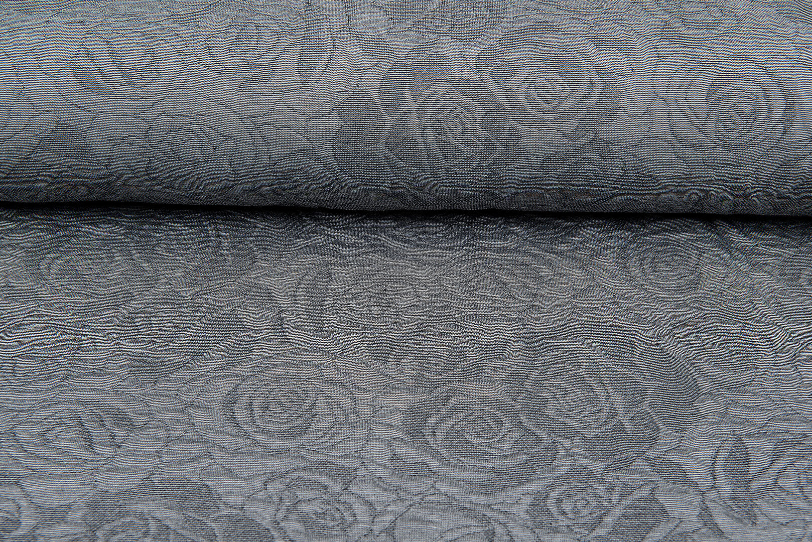 Gebreide Jacquard stof roses 1 grijs-donkergrijs