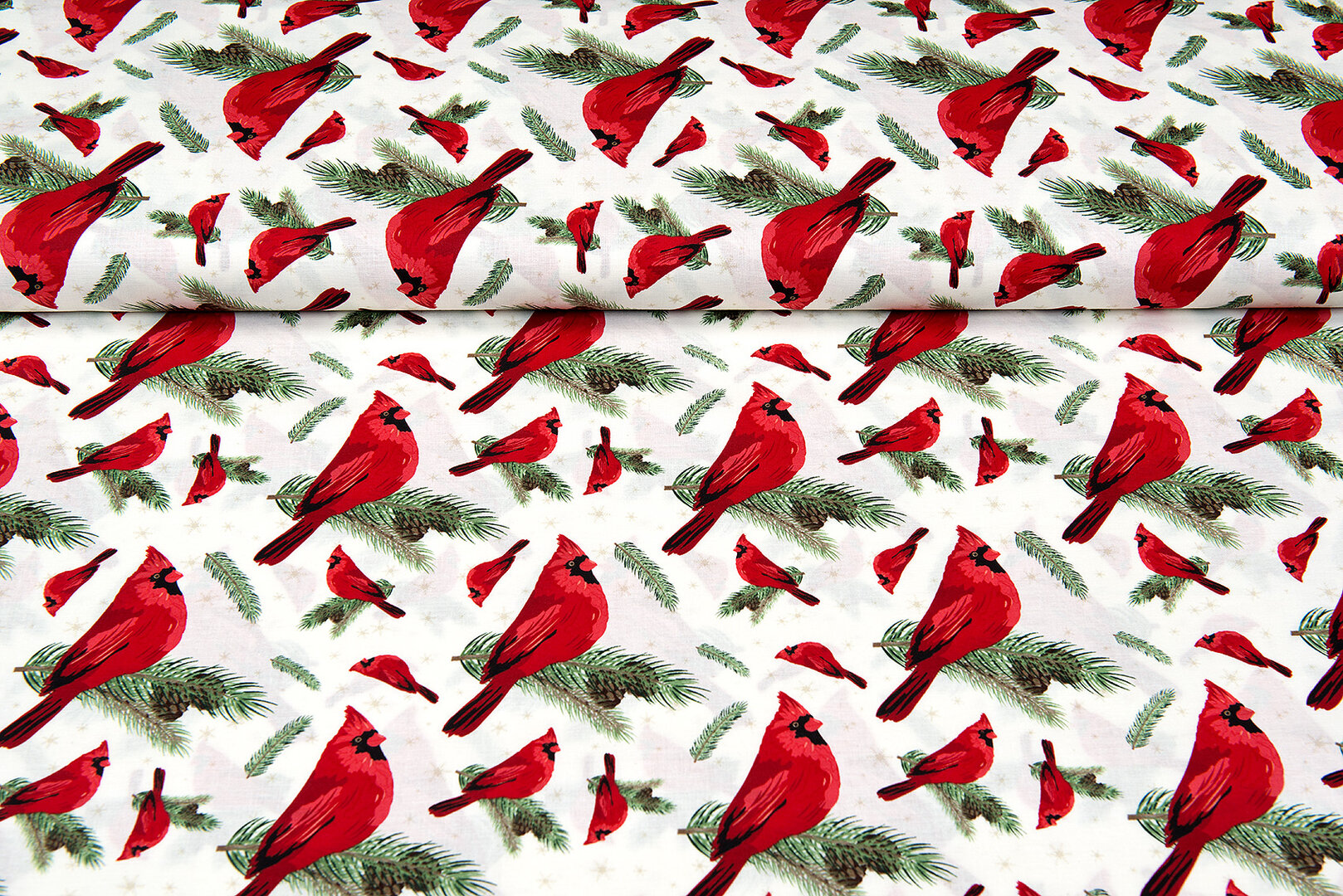 Baumwoll Popeline Bedruckt Weihnachten christmas bird ecru