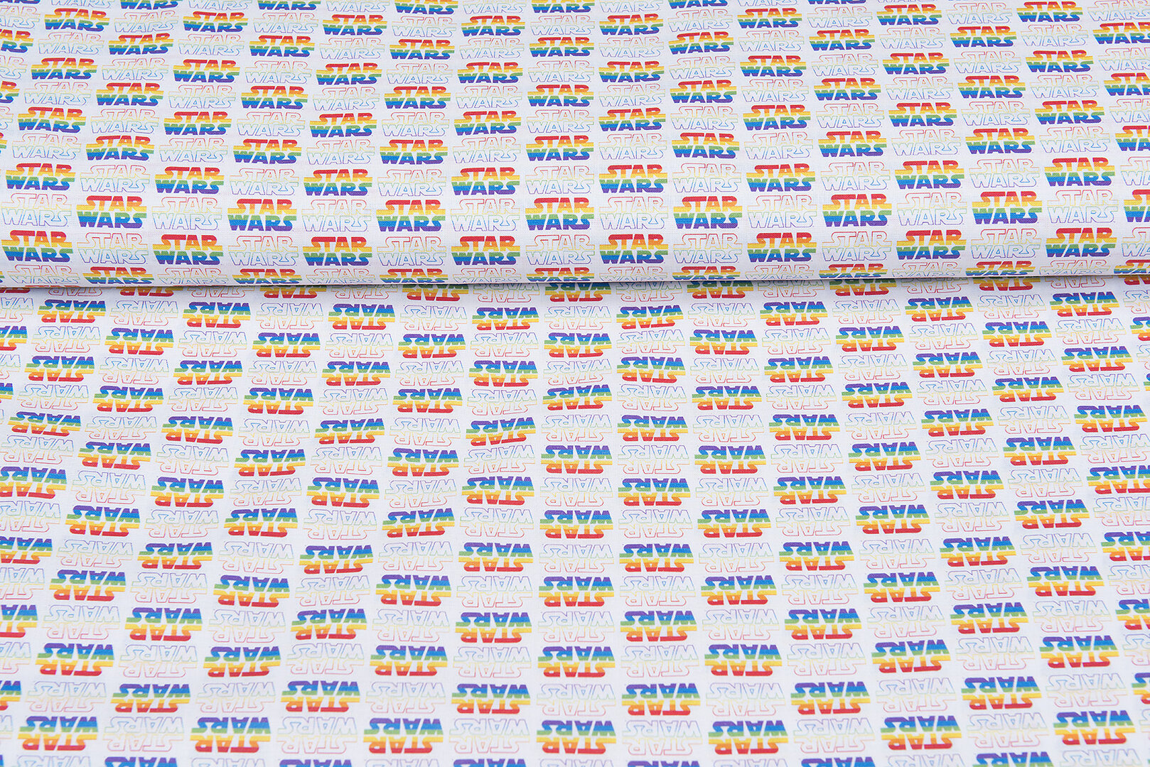 Lizenz Baumwoll Popeline Bedruckt Star Wars rainbow