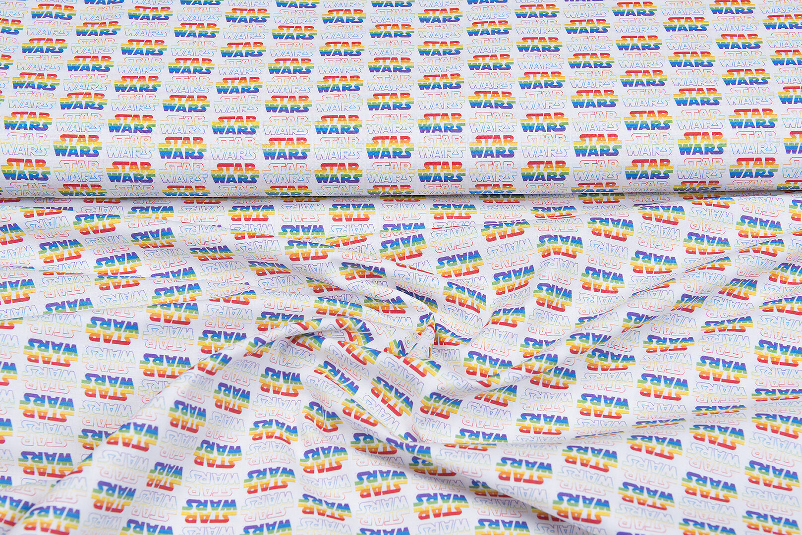 Lizenz Baumwoll Popeline Bedruckt Star Wars rainbow