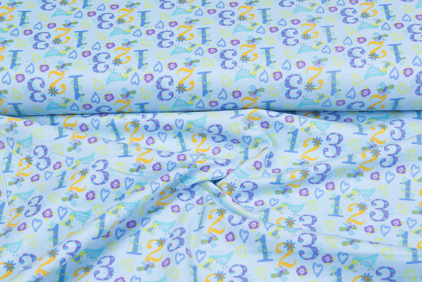 Flanellstoff numbers hellblau