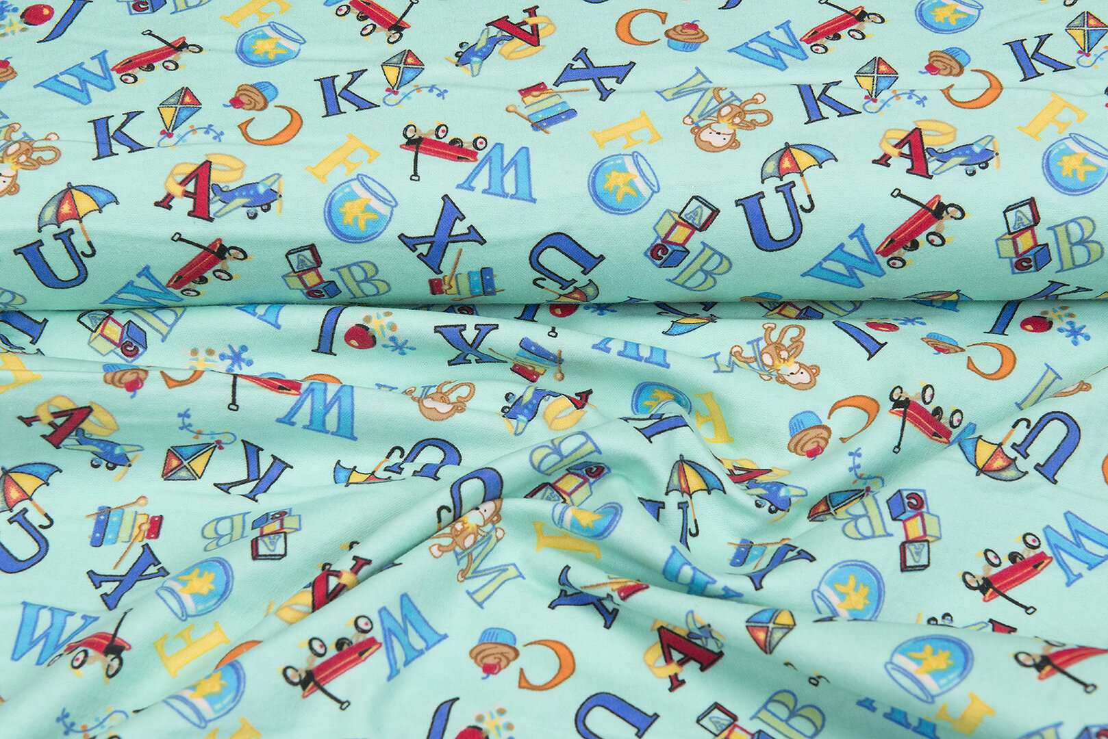 Flanel stof letters mint