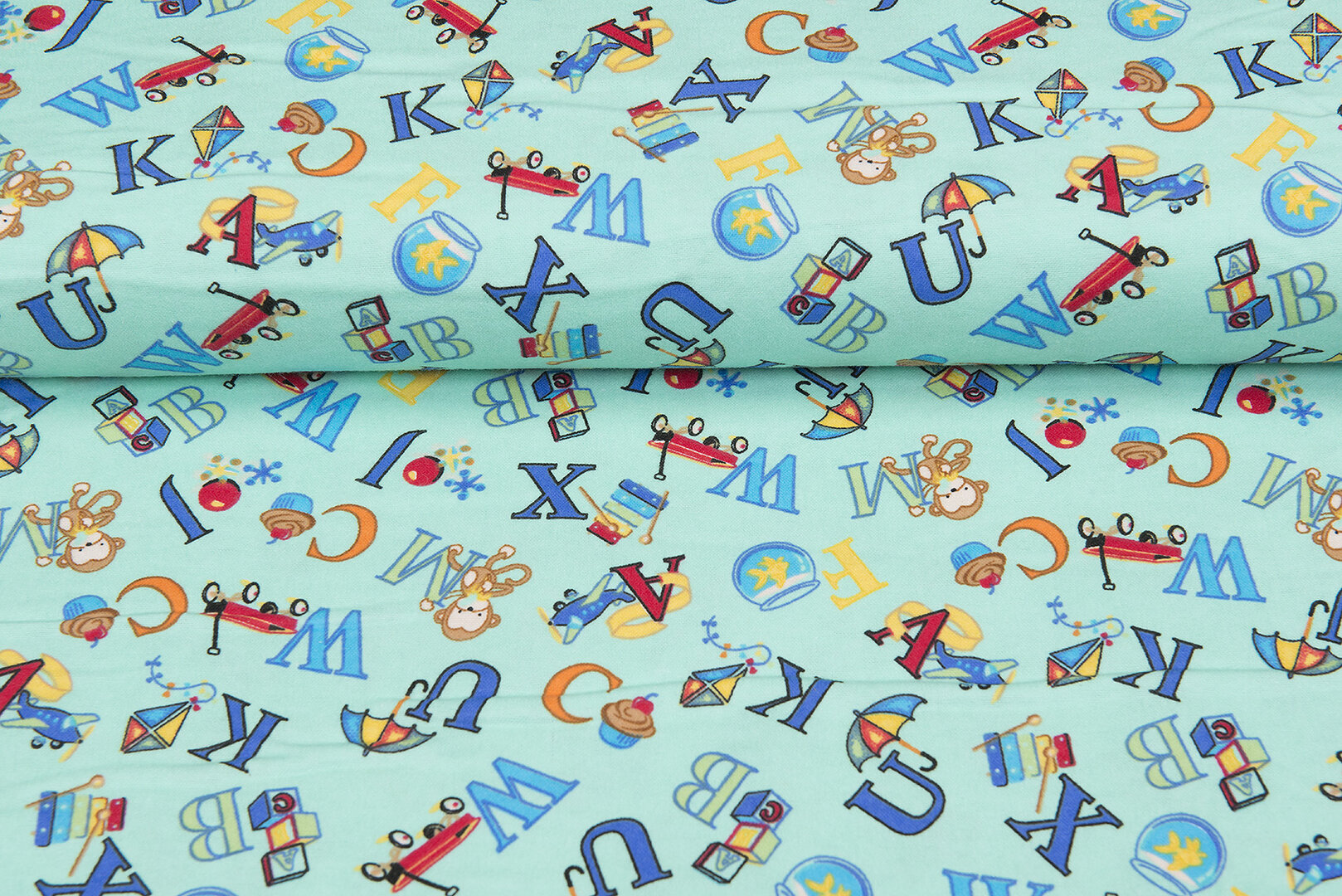 Flanel stof letters mint