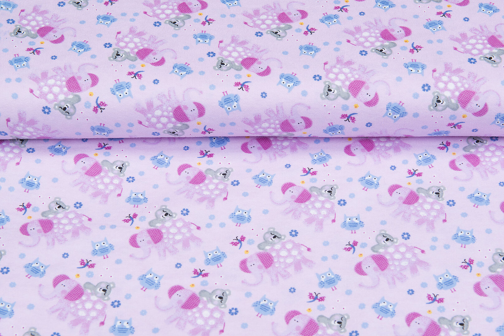 Flanellstoff elephants hellrosa