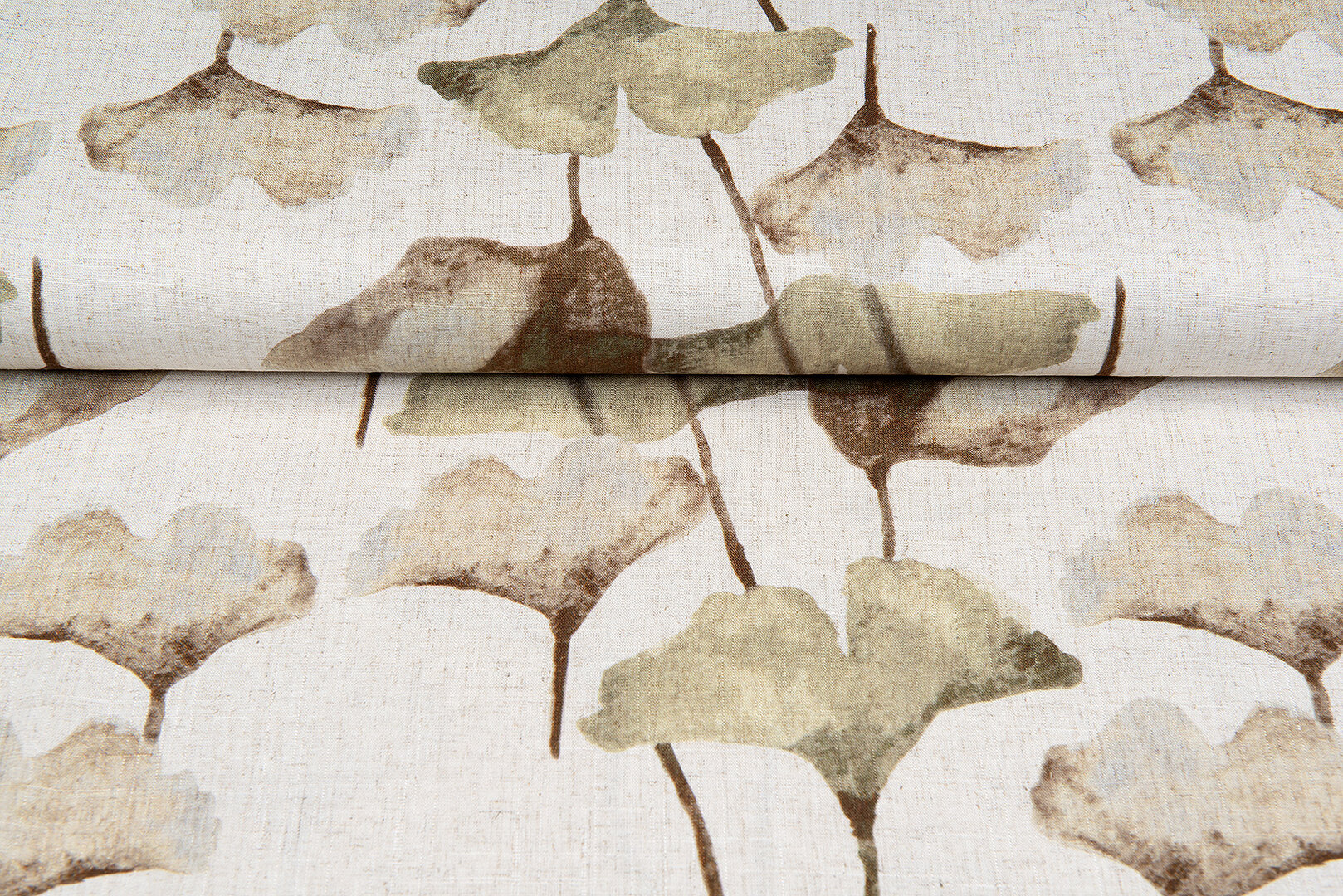 Viscose Linnen Digitaal bedrukt big leaves bruin-zand