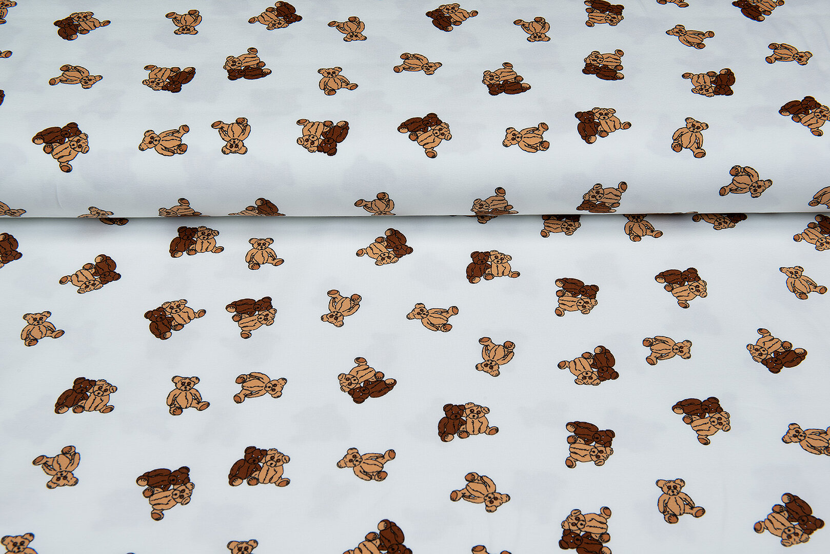 Katoenen Tricot bedrukt teddy off-white