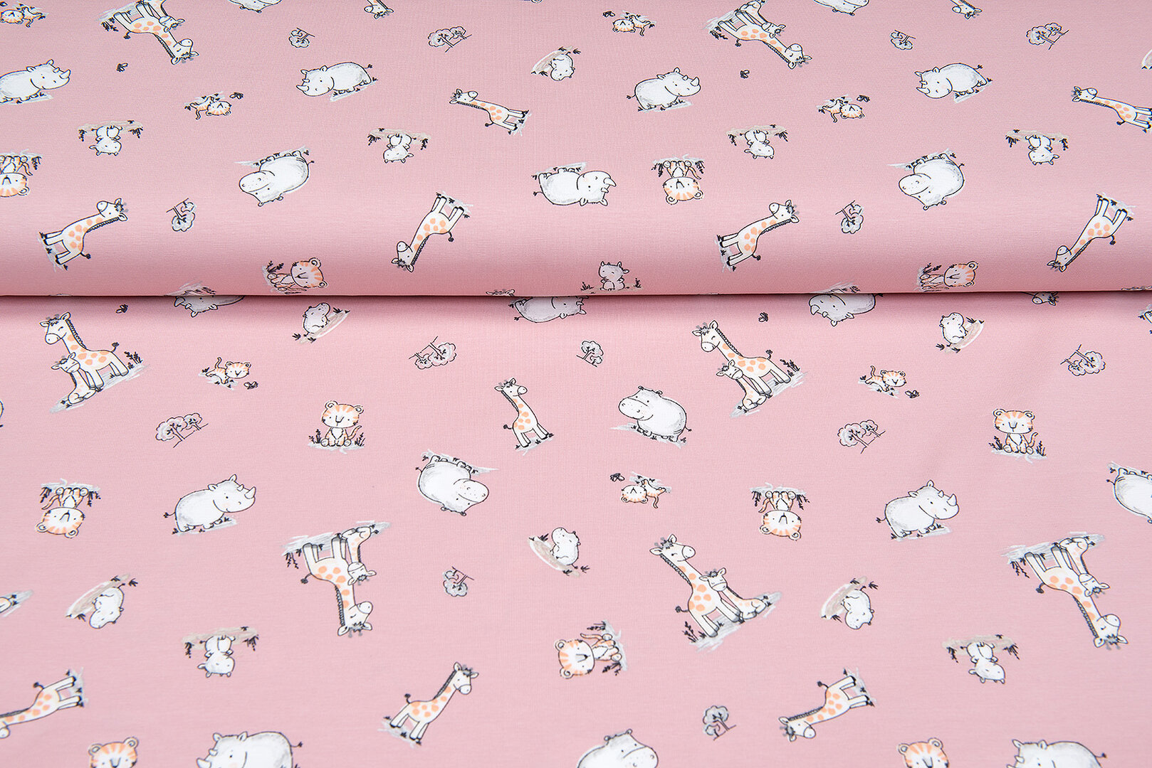 Baumwolljersey bedruckt baby animals rosa