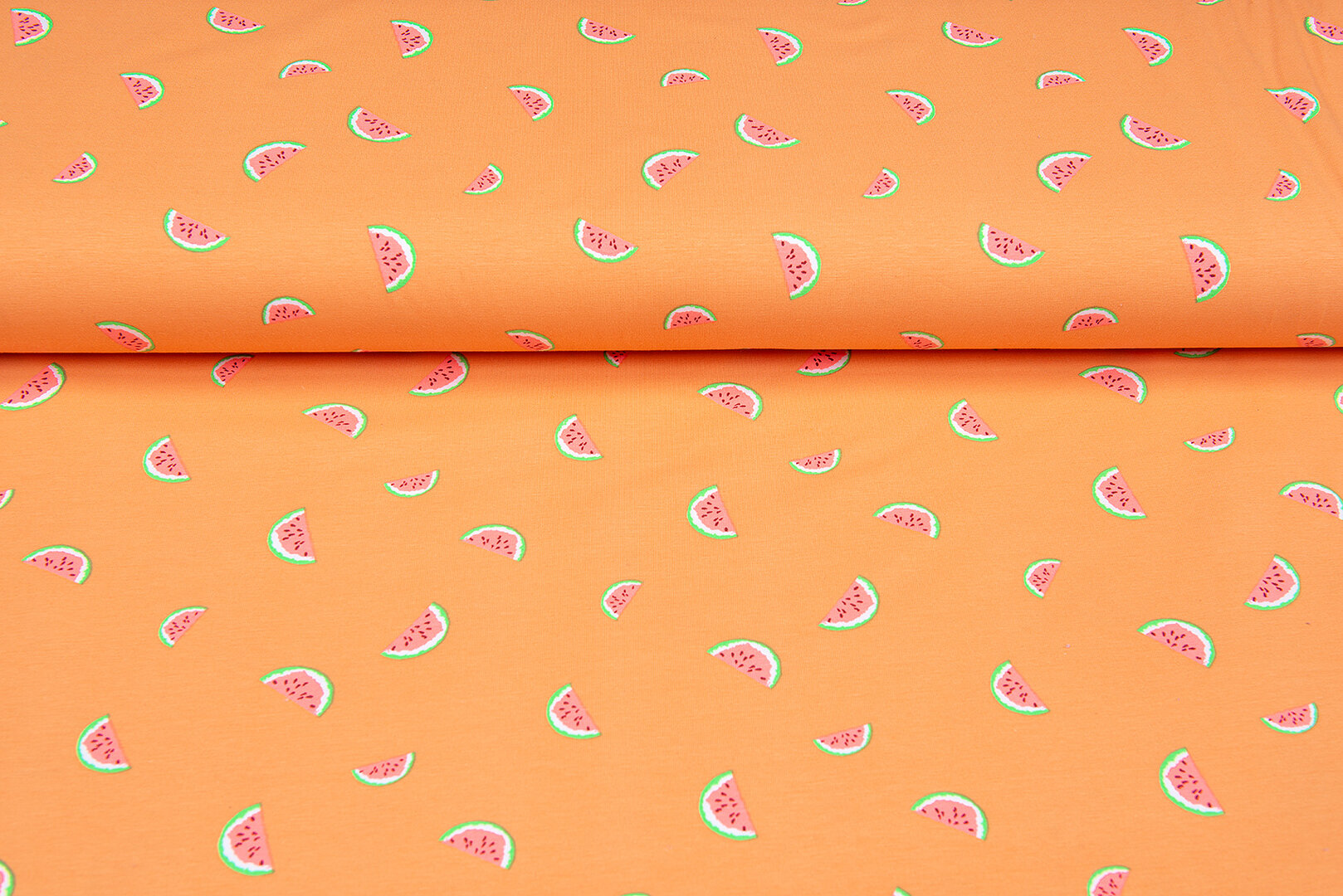 Katoenen Tricot bedrukt watermelons oranje