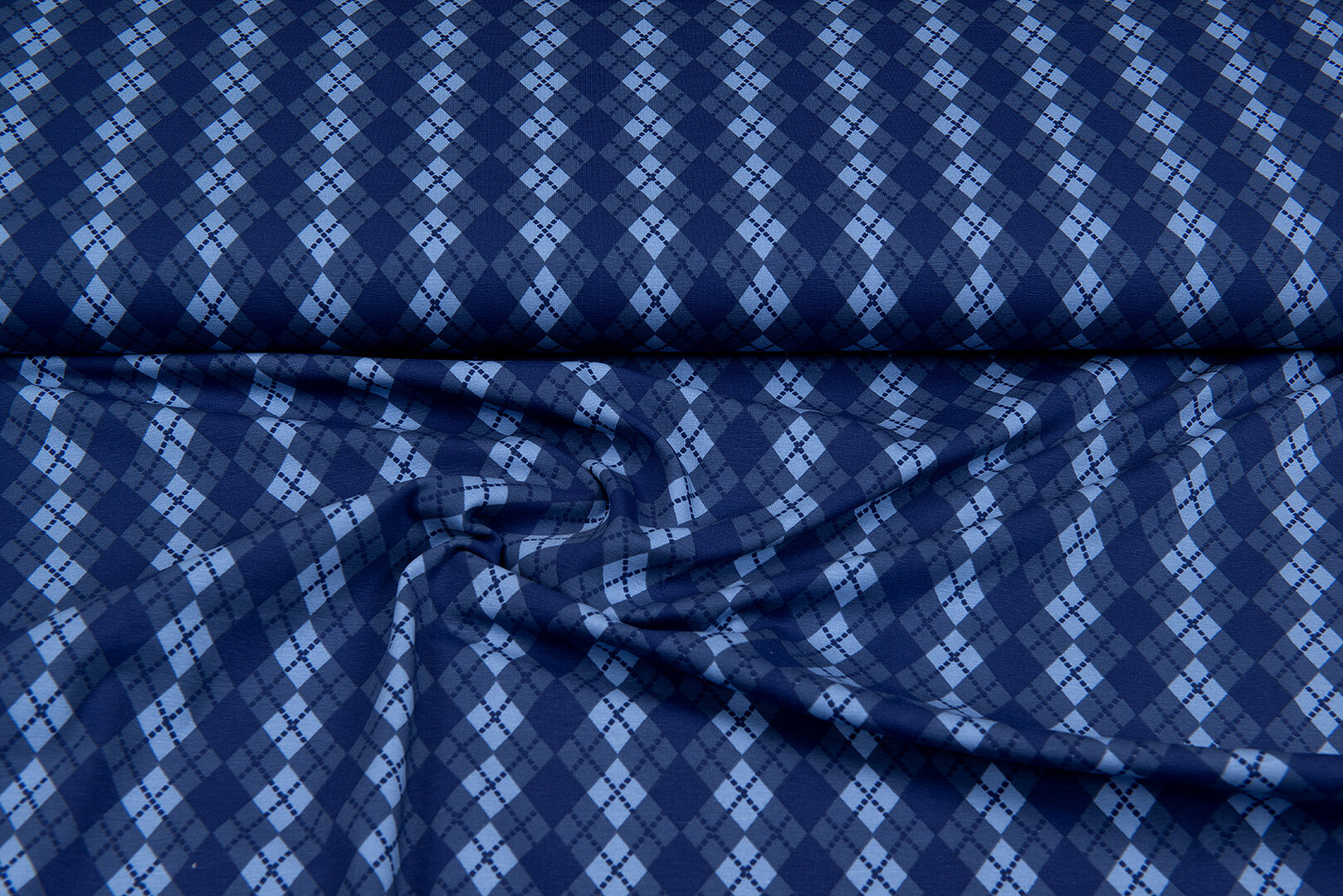 Baumwolljersey bedruckt diamonds denim-blau