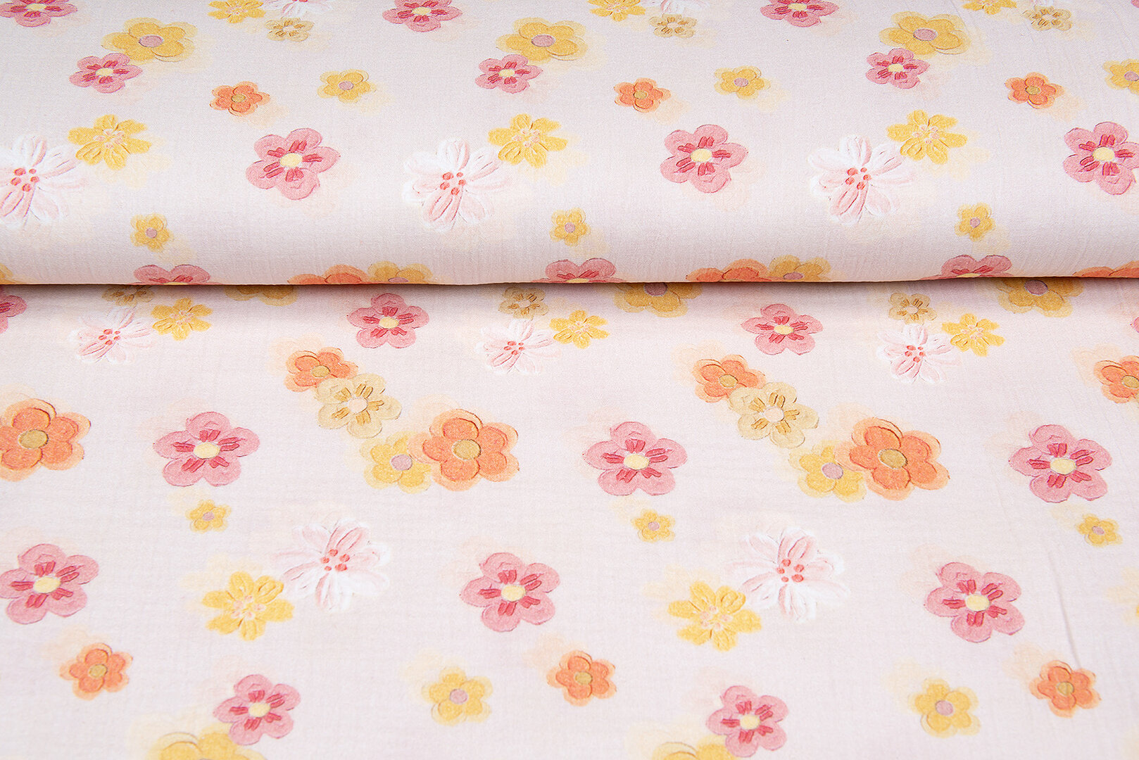 Baumwoll Musselin bedruckt flowers helles lachs