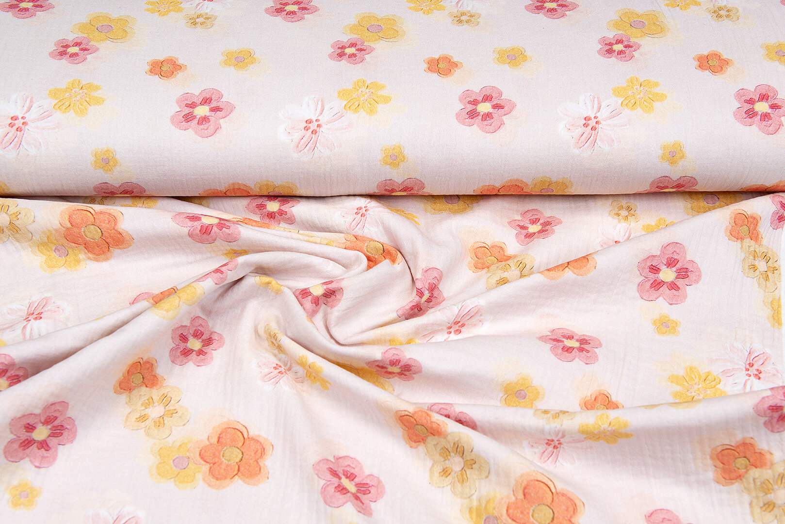 Baumwoll Musselin bedruckt flowers helles lachs