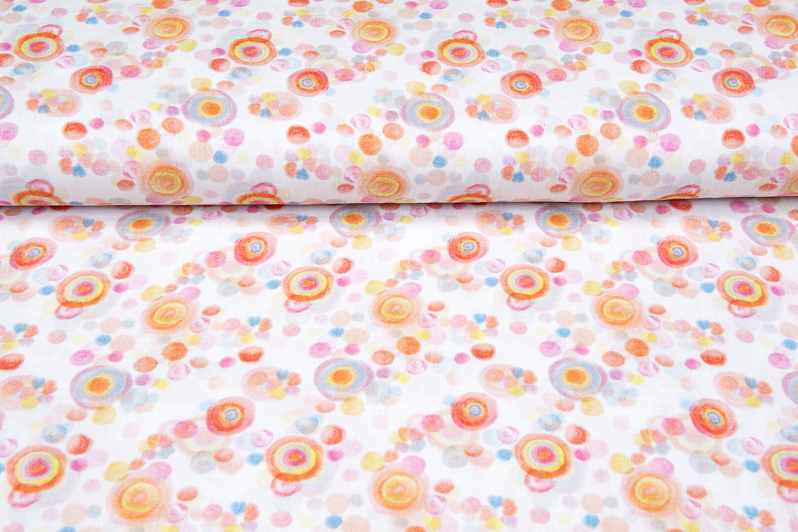 Baumwoll Musselin bedruckt circles peach-rosa