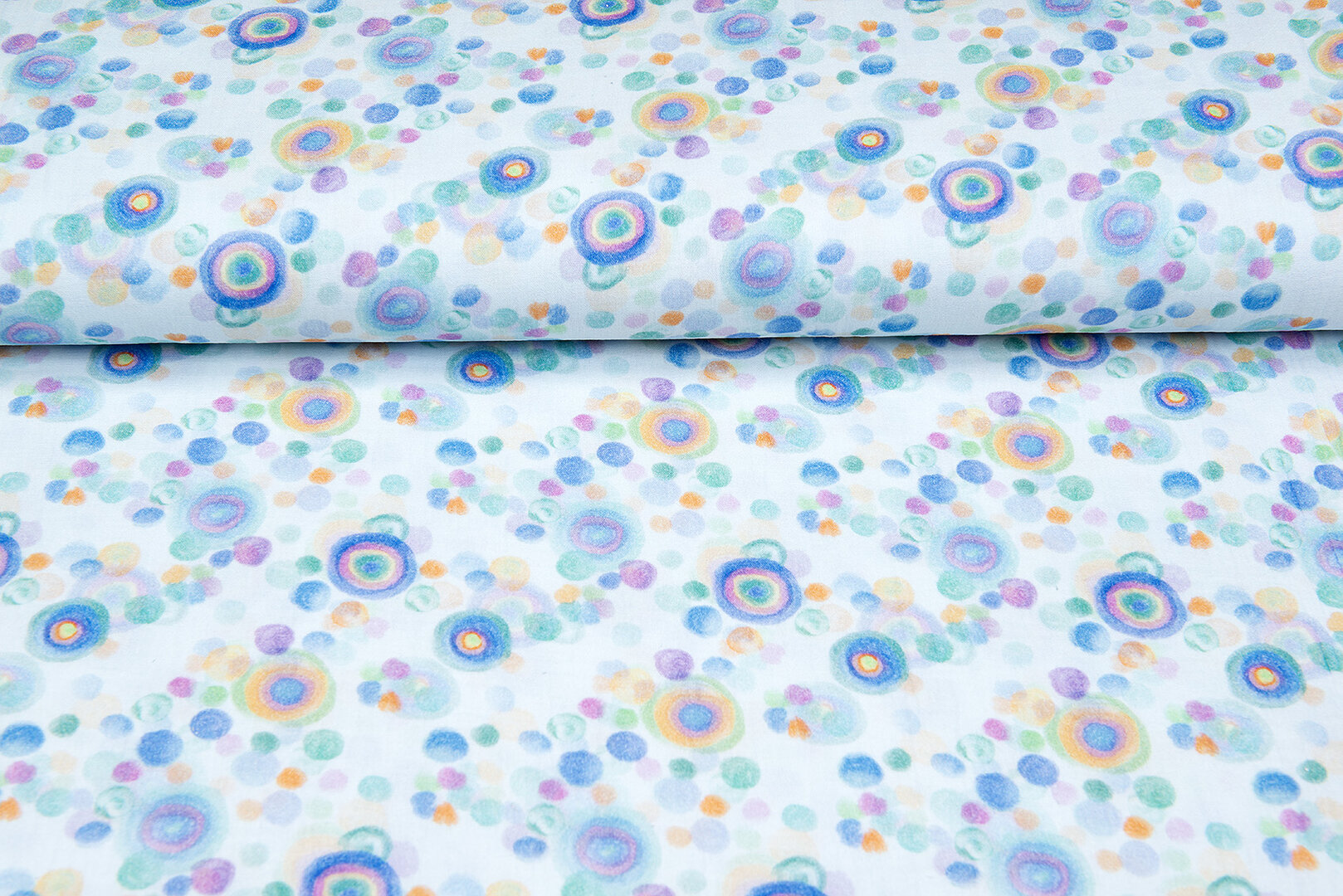Baumwoll Musselin bedruckt circles kobalt-mint