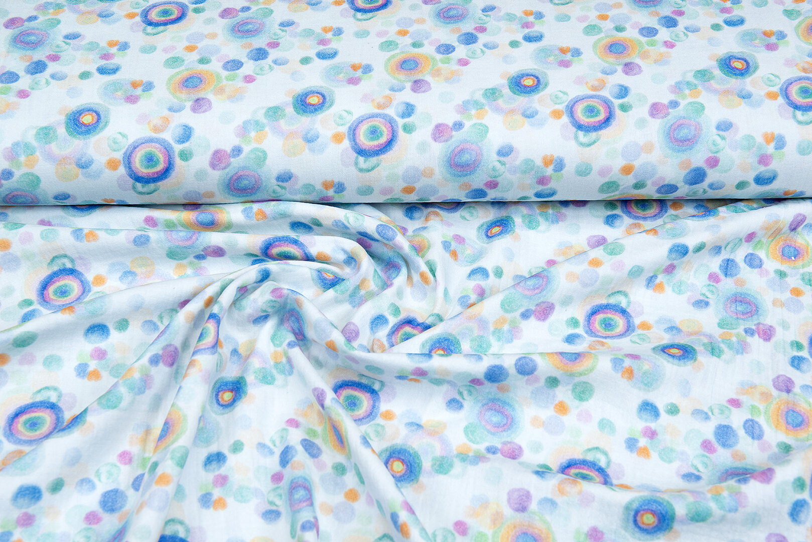 Baumwoll Musselin bedruckt circles kobalt-mint