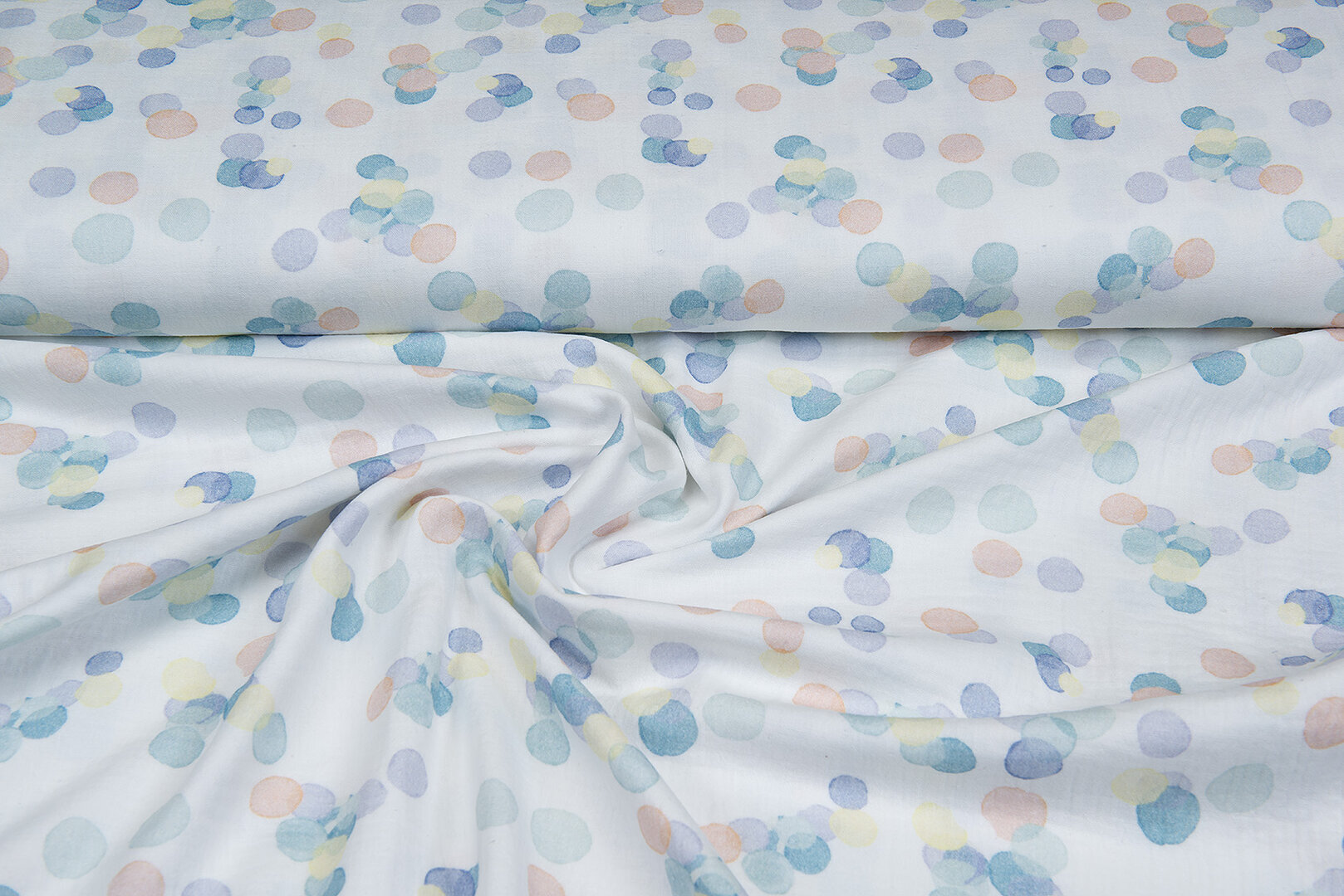 Baumwoll Musselin bedruckt colorful dots ecru