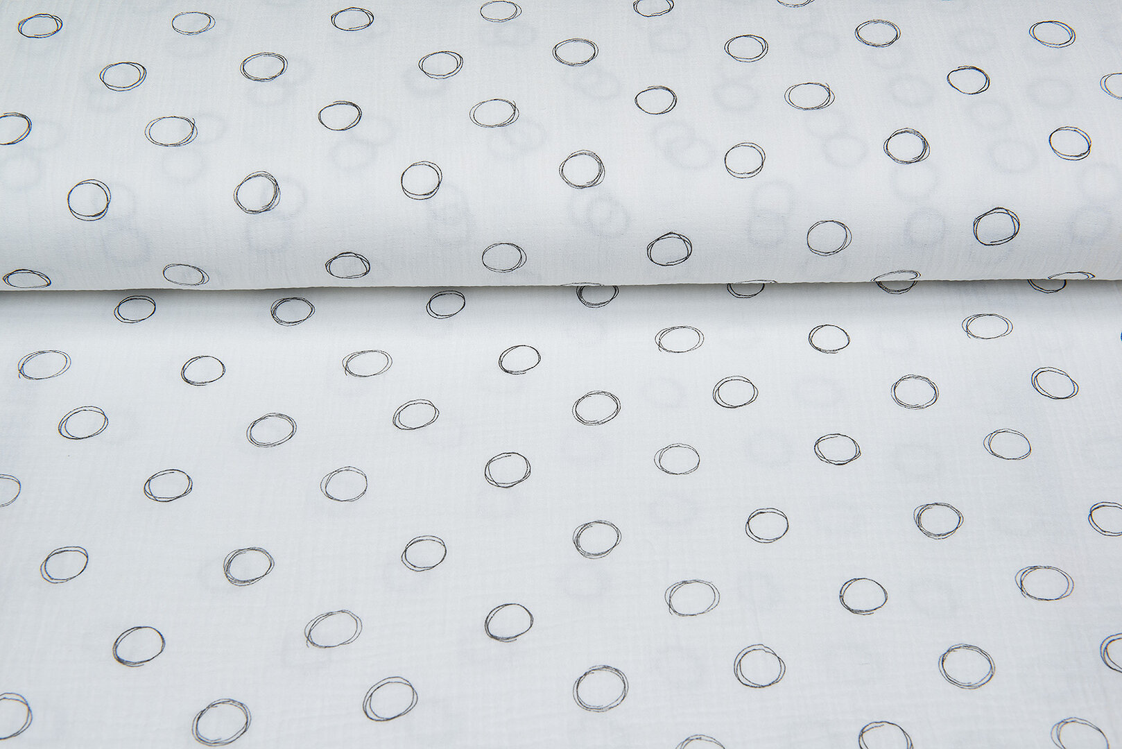 Baumwoll Musselin bedruckt circles off-white