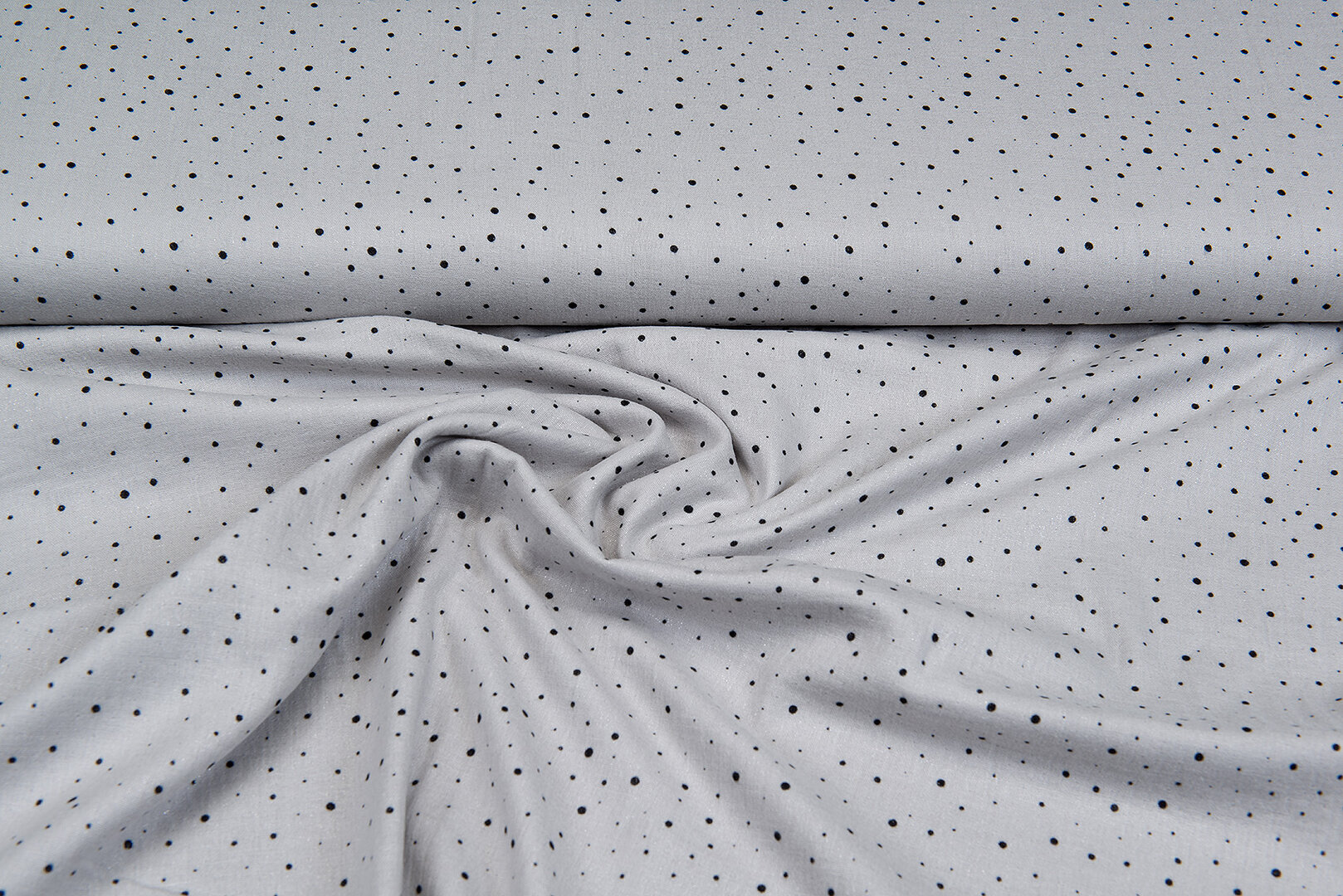 Katoenen mousseline bedrukt little dots with foil zilvergrijs