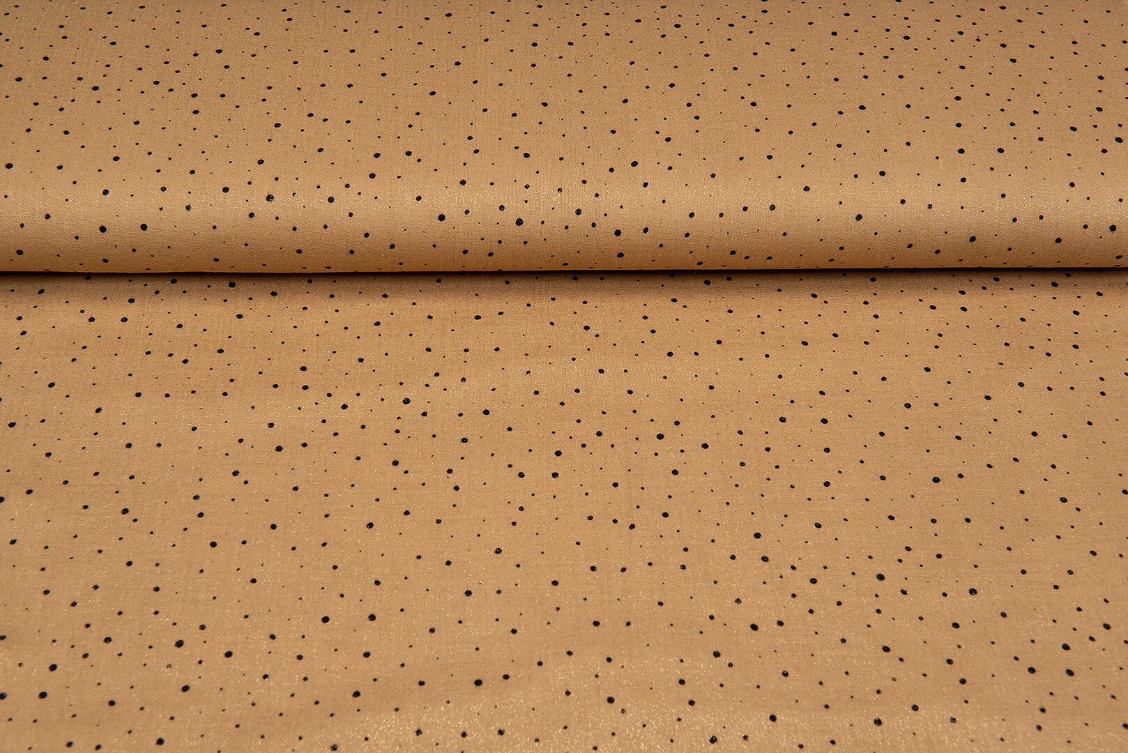 Katoenen mousseline bedrukt little dots with foil caramel