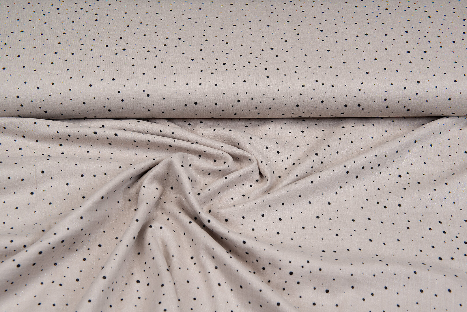 Katoenen mousseline bedrukt little dots with foil zand-taupe