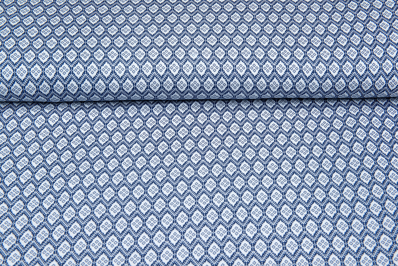 Katoenen mousseline bedrukt retro triangle denim