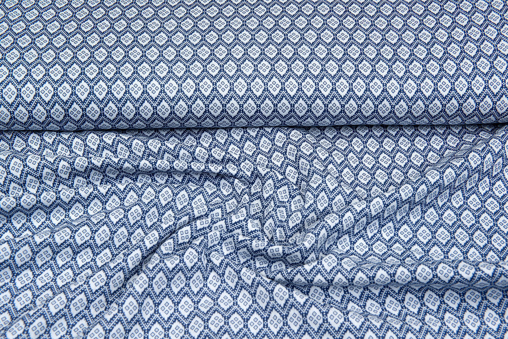 Katoenen mousseline bedrukt retro triangle denim