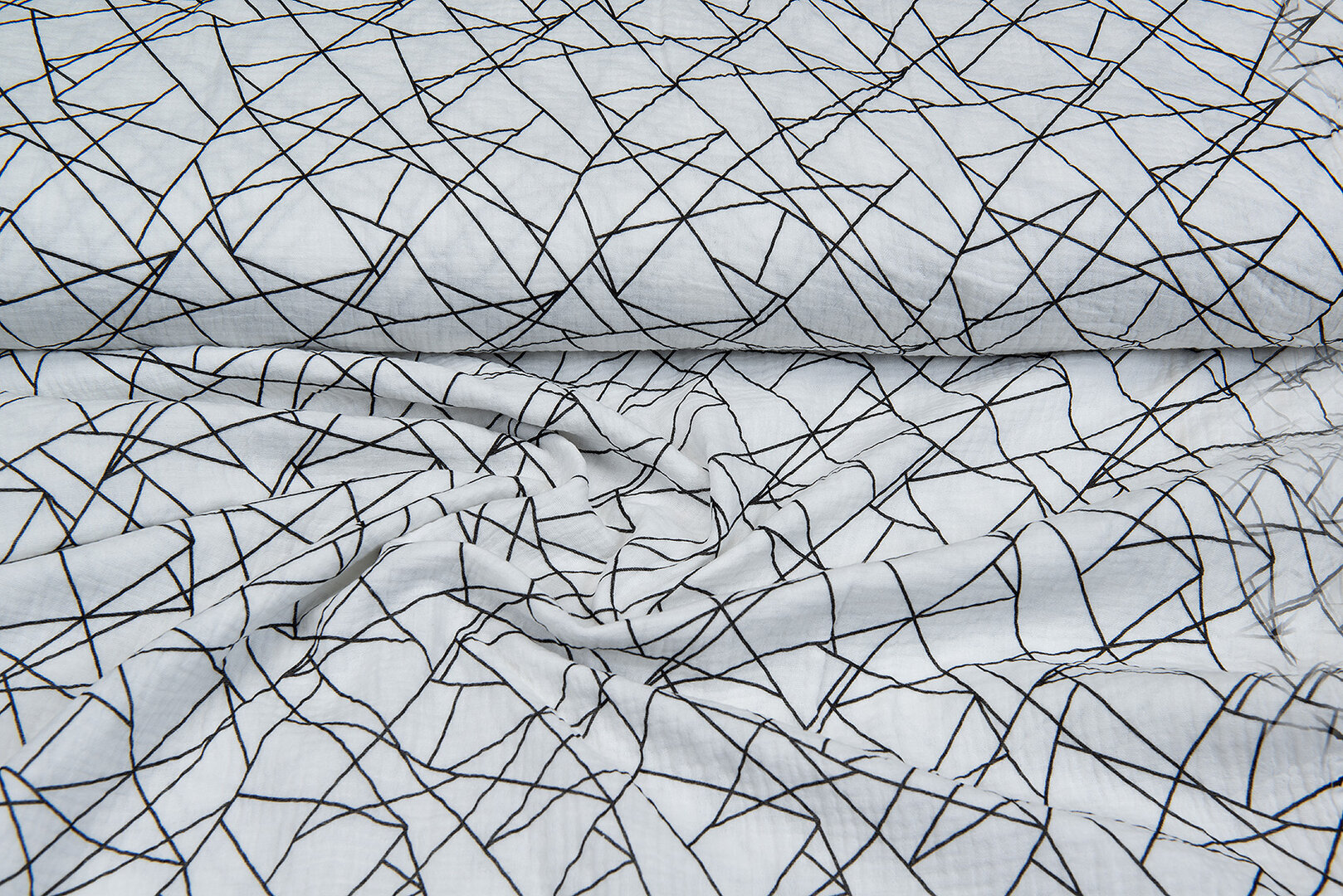 Baumwoll Musselin bedruckt graphic lines off-white