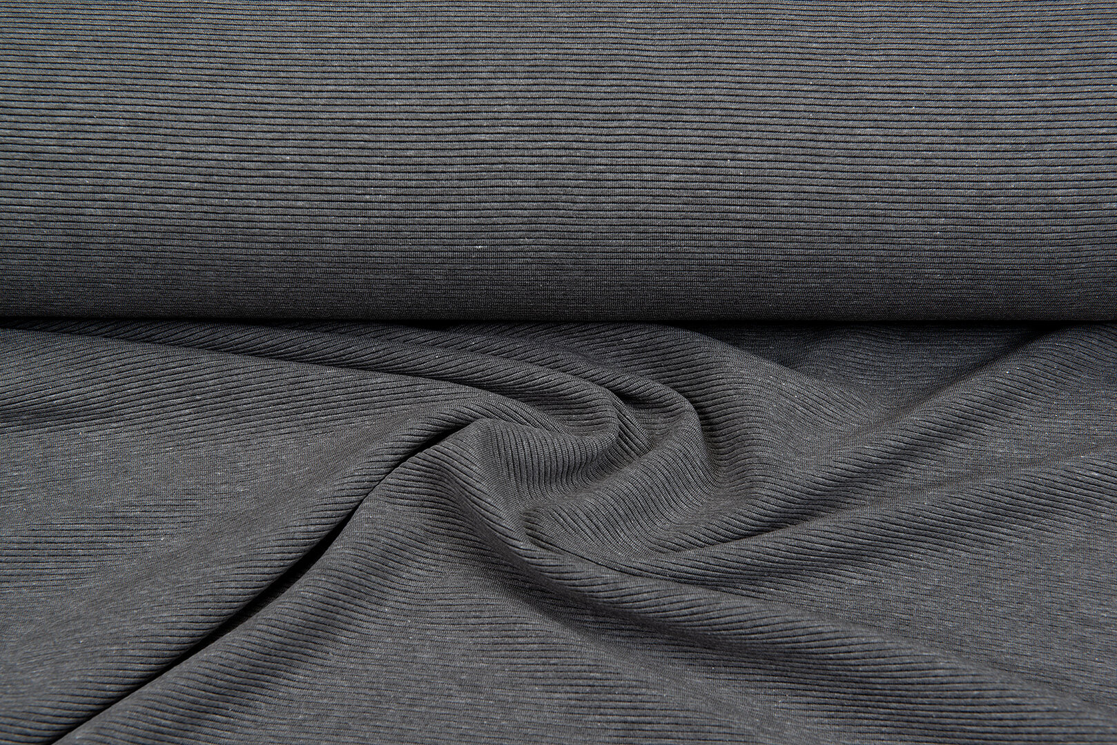 Ottoman Rib jersey donkergrijs melange